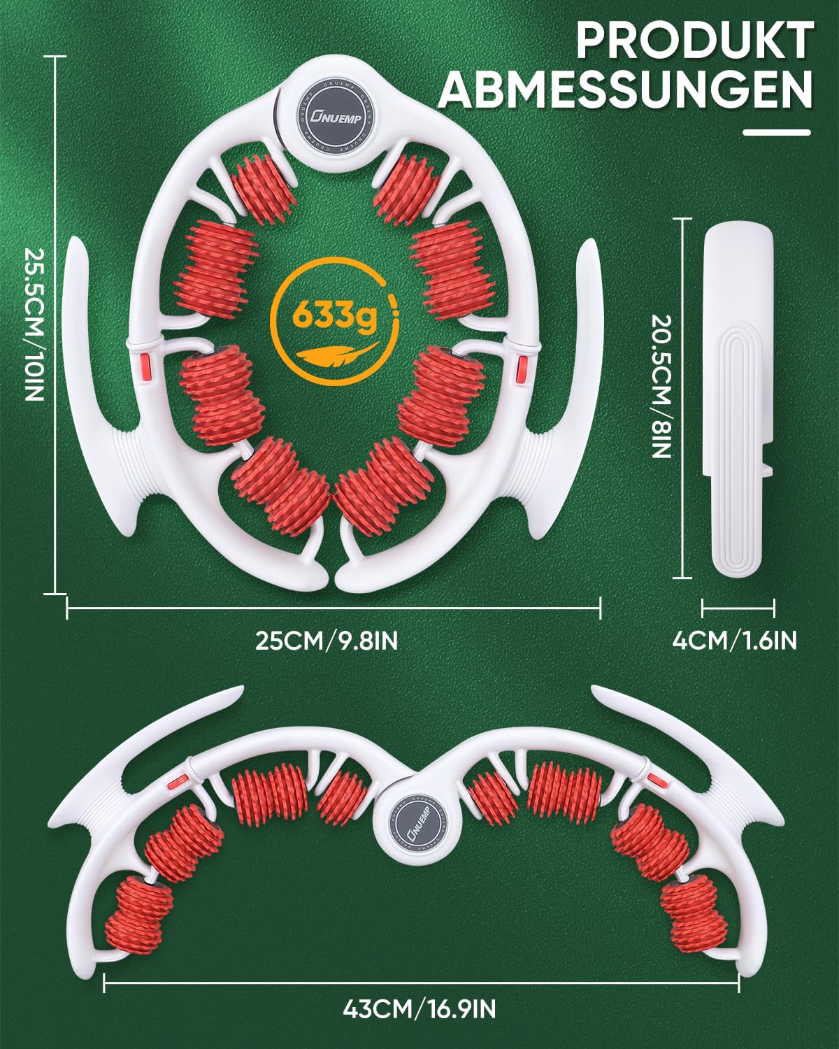 Neu Beine Roller Cellulite MassagegeräT, 360° Massageroller Beine Mit Griff, 14 Rolle Anti Cellulite Oberschenkel, Bein Massage Rolle FüR LipöDem, Lymphdrainage, Circular Leg Clamp Massage Manuell