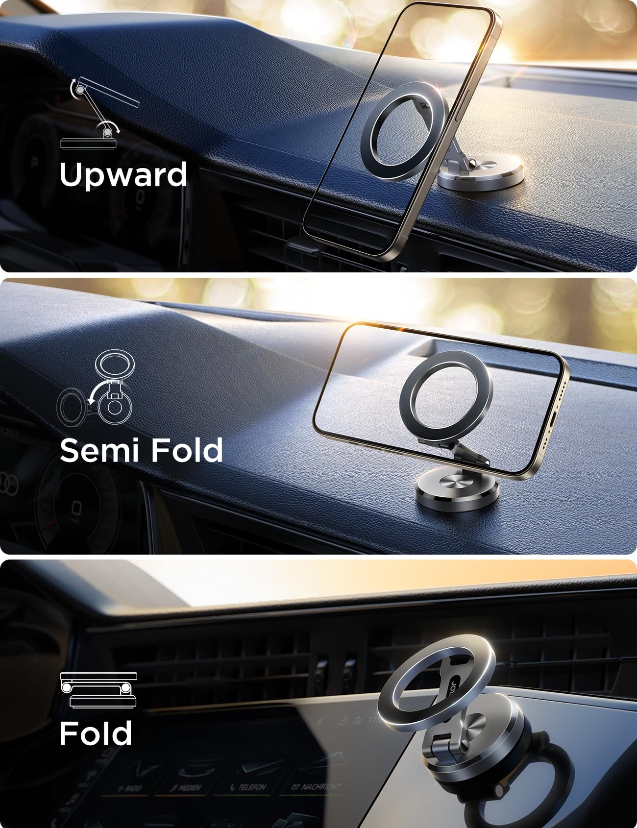 JOYROOM Porta Cellulare Auto Magnetico per MagSafe, Tutto Metallo Supporto Magsafe Auto Pieghevole con 20 x N55 Magneti, Porta Telefono Auto per iPhone 15 14 13 12 & Custodia MagSafe