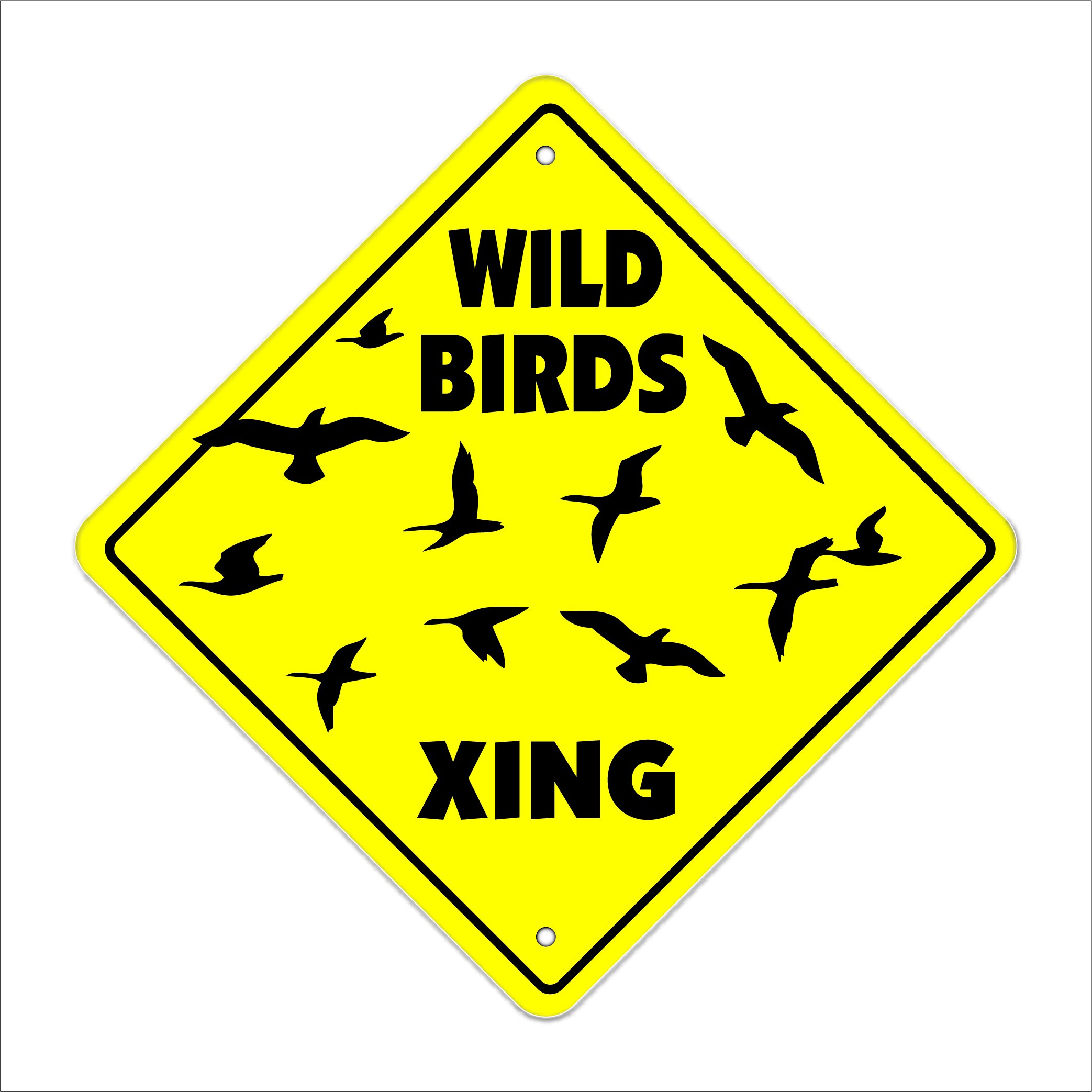 Wild Birds Crossing Sign Zone Xing | Indoor/Outdoor | 12" Tall Bird Lover Watcher Audubon