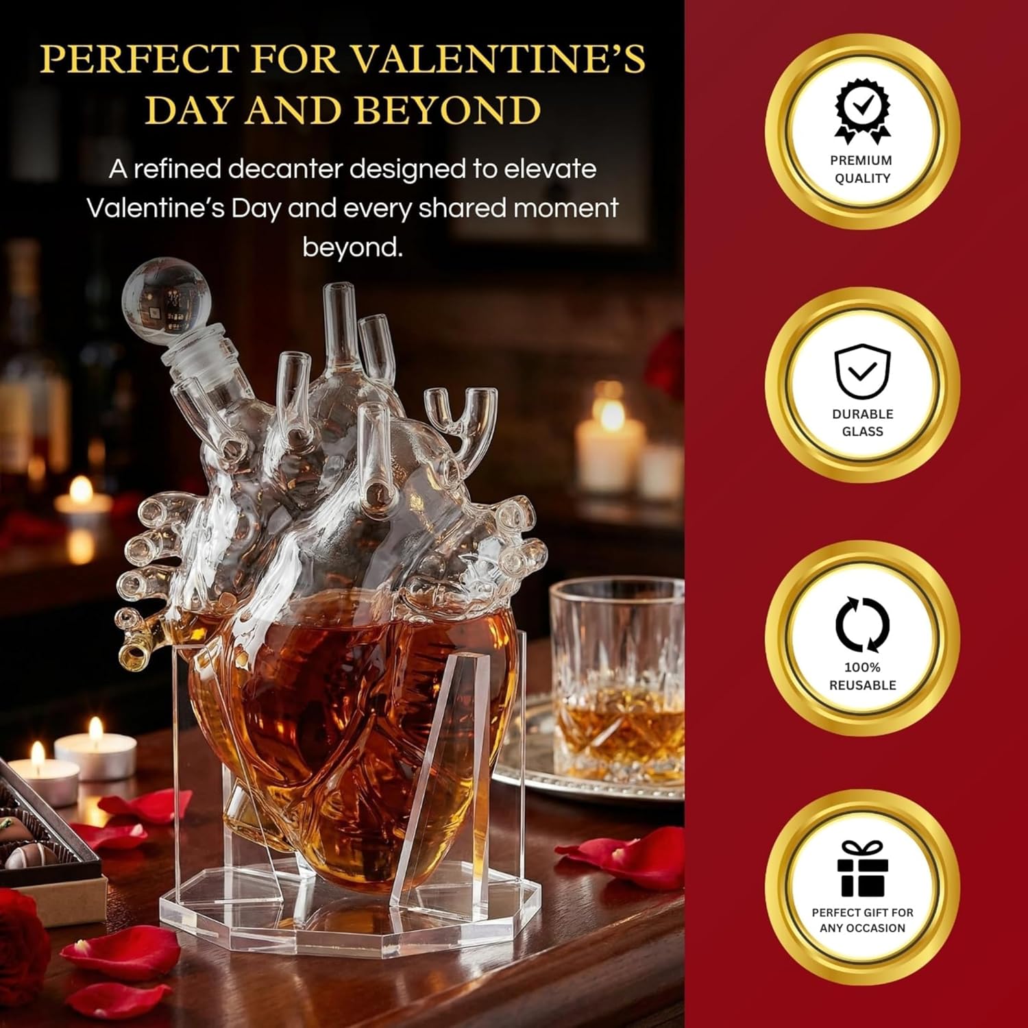 Heart Decanter Whiskey & Wine Decanter Set, Organ Aerator, that Someone You Love, Gift For Doctors, Cardiothoracic Surgeons, Nurse, Pre-Med, Adults (750 ML)
