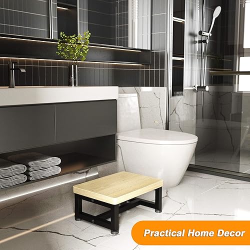 Miniatura 23 de Taburetes para adultos y niños con patas de goma antideslizantes, escalones de madera anchos y resistentes, capacidad de 500 libras, para