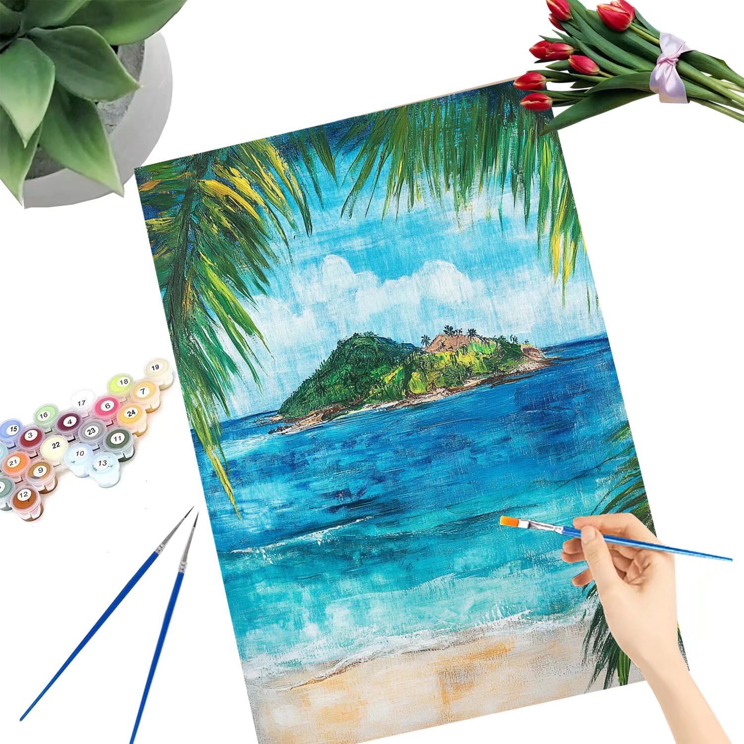 Pintar por Numeros Adultos pintar por numeros niños manualidades niños 10 años, DIY Pintar por Números de Pincel y Pintura acrílica Decoraciones para el Hogar Manualidades, sin Marco 60x80cm C-24
