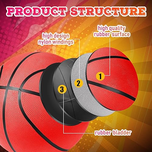 Miniatura 3 de HyDren Paquete de 6 pelotas de baloncesto de goma de tamaño oficial con bomba a granel para niños, jóvenes, adultos, pelotas de canasta para