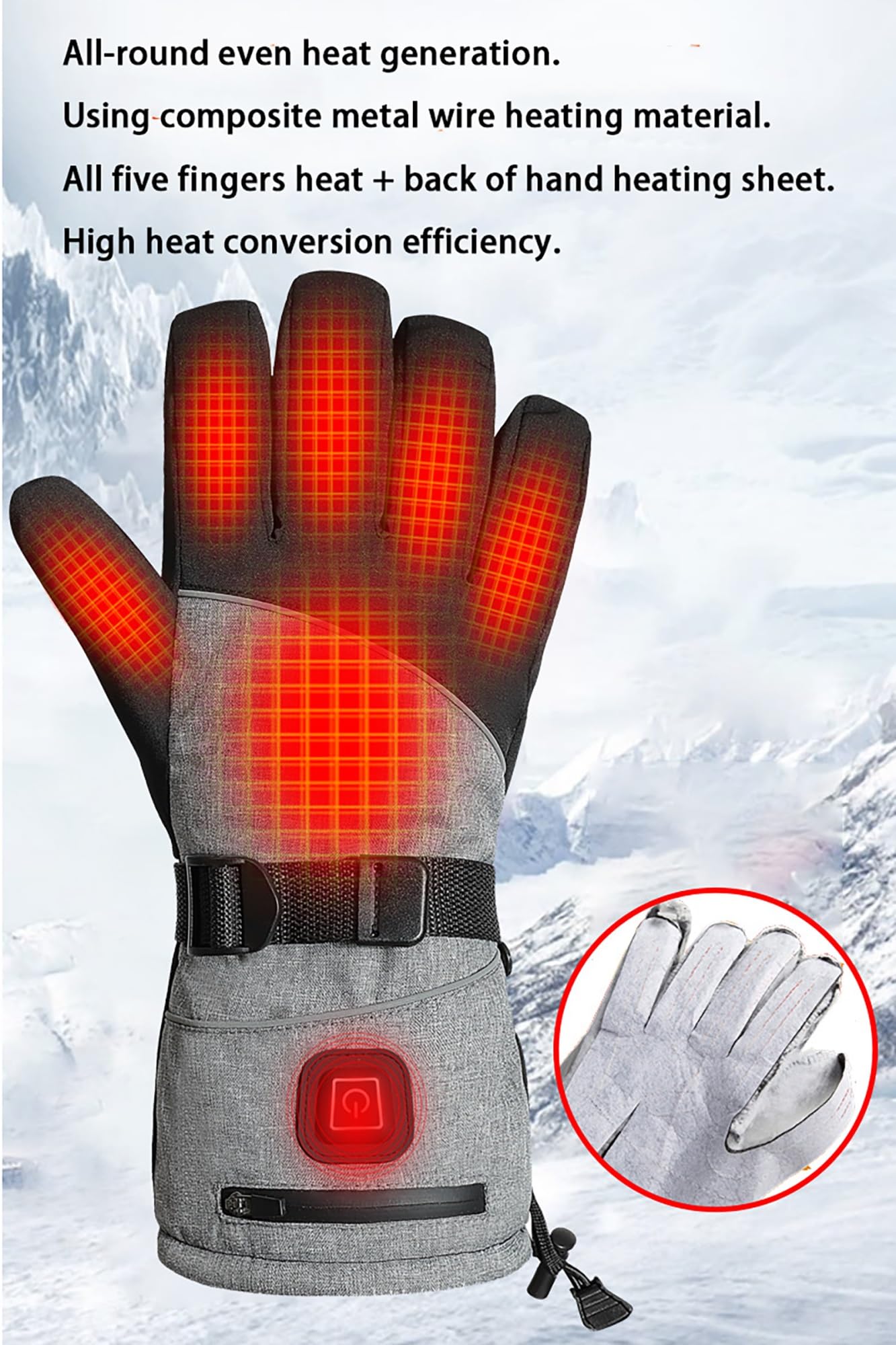Męskie, damskie, ciepłe rękawiczki, podgrzewane rękawiczki USB, 40-65 ℃ 3-stopniowa regulacja temperatury, nadająca się do prania, elektryczne podgrzewane rękawiczki do jazdy na rowerze na świeżym pow