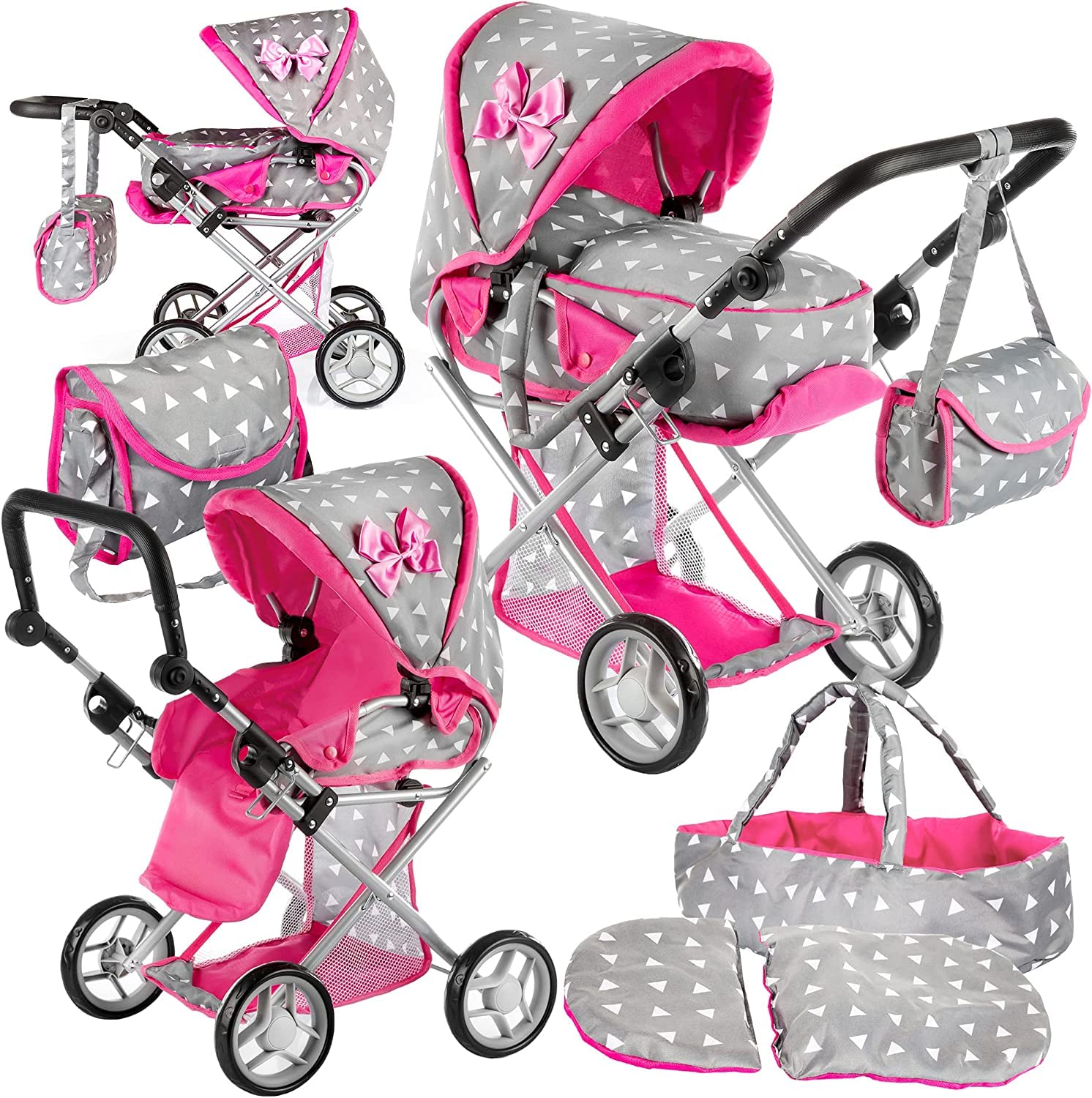 Kinderplay wózek dla lalek - spacerówka gondola 3w1, KP0200S