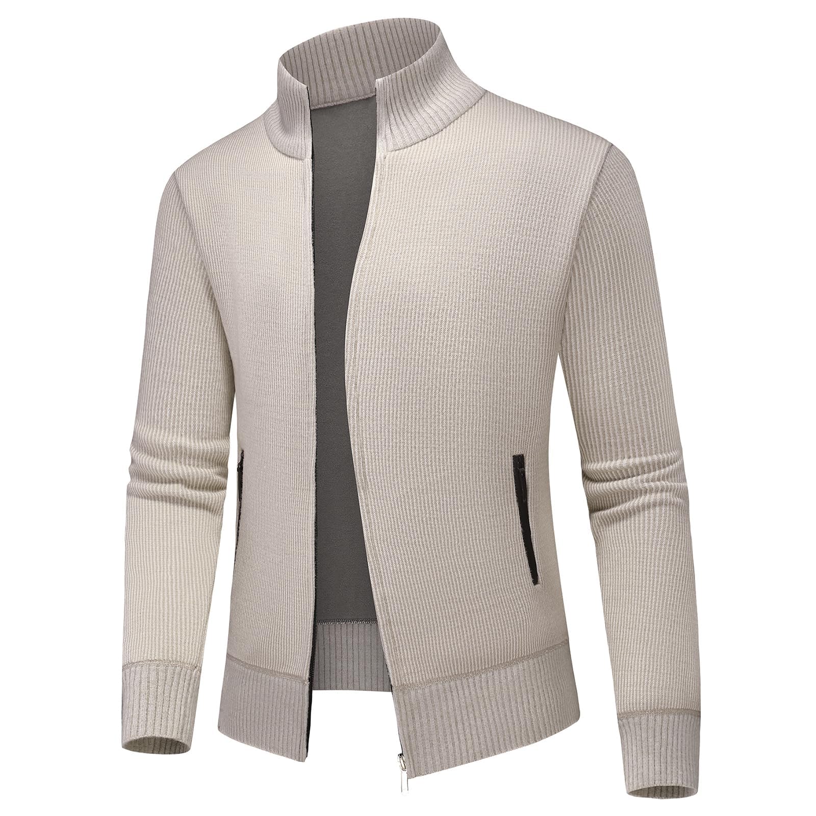 kudmol Men's Cardigan with Pockets, Warm Cardigan, Zip, Thickened Knitted Jumper, Men's Jacket-picture-10