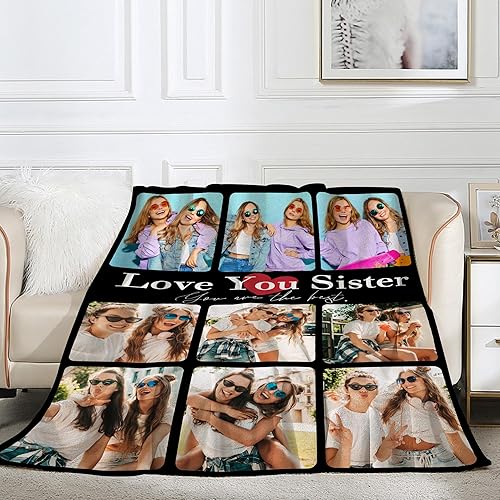Miniatura 3 de D-Story Manta personalizada para mi hermana, regalos para hermana de parte de hermana, manta de fotos personalizada como regalo de cumpleaños para