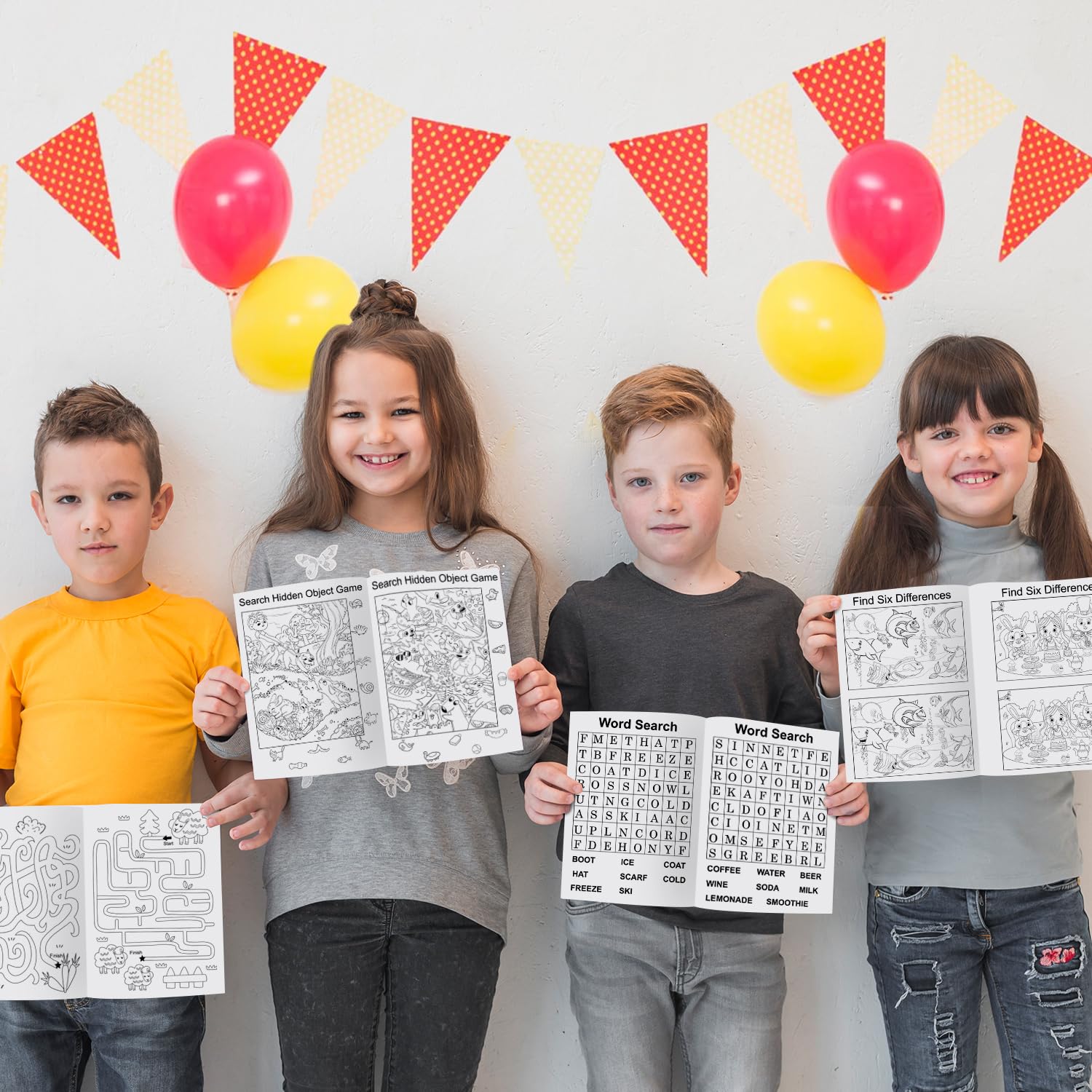 Elfew 20 Juegos Libro de Actividades Infantiles, pequeños Regalos para niños, Incluyendo búsqueda de Palabras, laberintos, Punto a Punto, Fiestas Infantiles, niños de 3 a 6 años