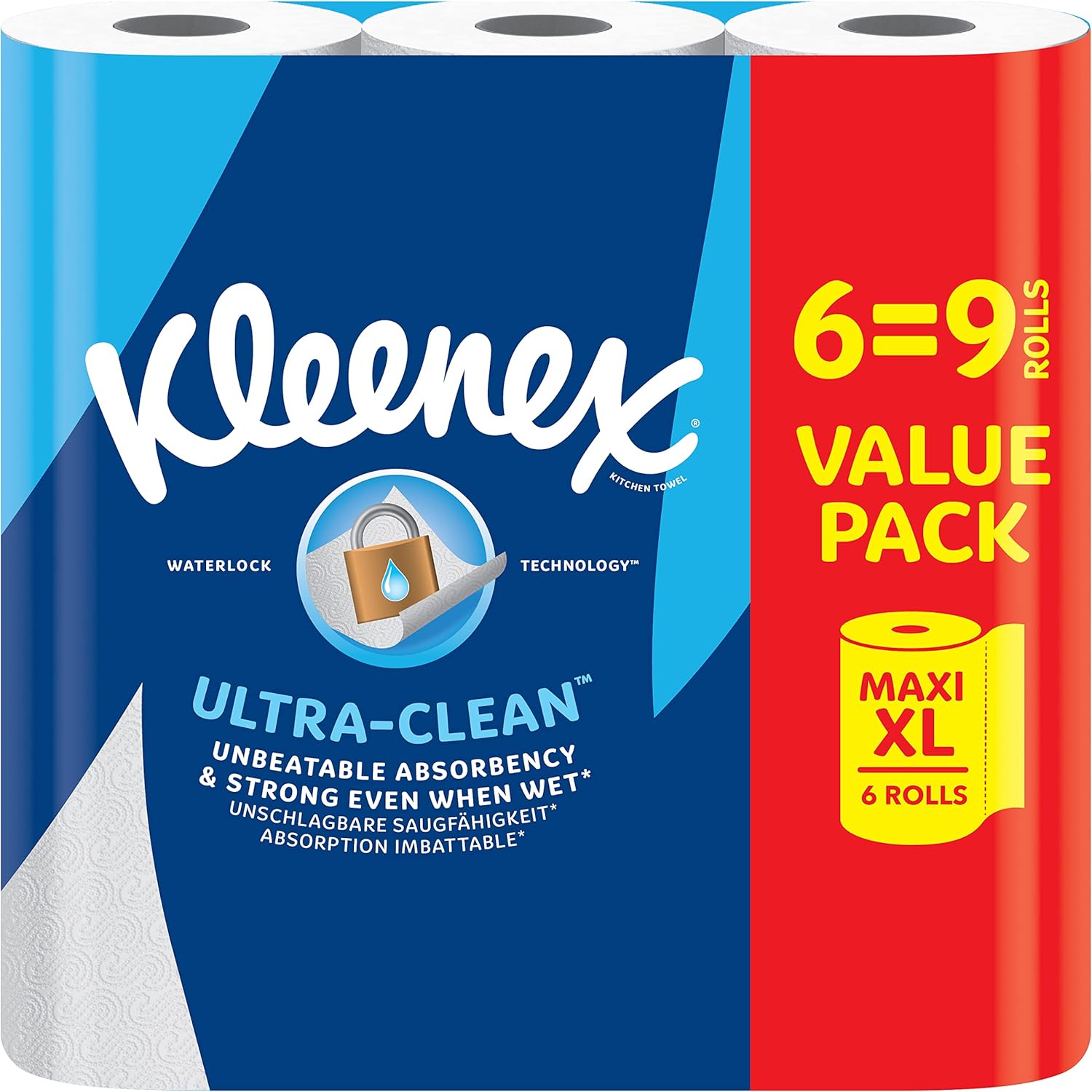 Kleenex® kitchen roll Ultra Clean™, 6 Maxi XL kitchen rolls (=9 rolls