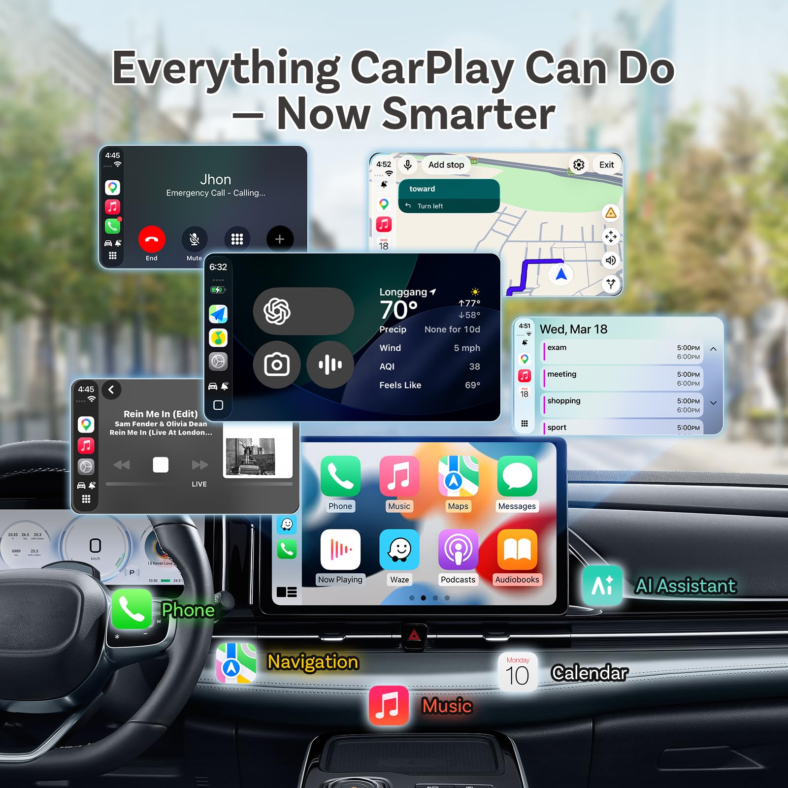 2026 Aggiornato Ottocast Mini Nova, Adattatore CarPlay e Android Auto Wireless, USB Plug & Play, Connessione Automatica, Design Compatto in Alluminio, Connessione Stabile Dual Band