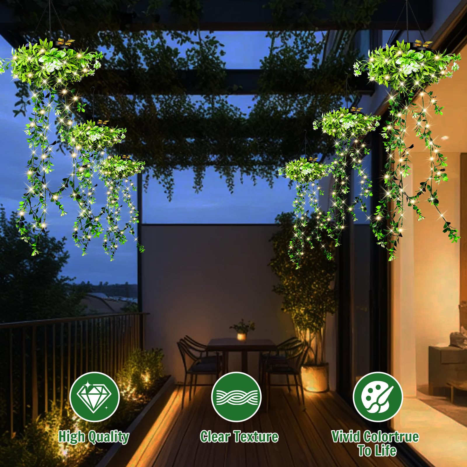 Luce solare da giardino per esterni, confezione da 4, 66 luci LED artificiali, IP65, impermeabile, ideale come regalo di compleanno per donne, mamme e neolaureate.