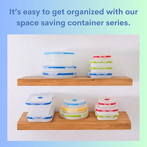 Miniatura 6 de Recipiente de silicona plegable pequeño de 12 onzas (1.5 tazas) compacto para almuerzo, aperitivos y sobras, sin BPA, tapa resistente a fugas, apto