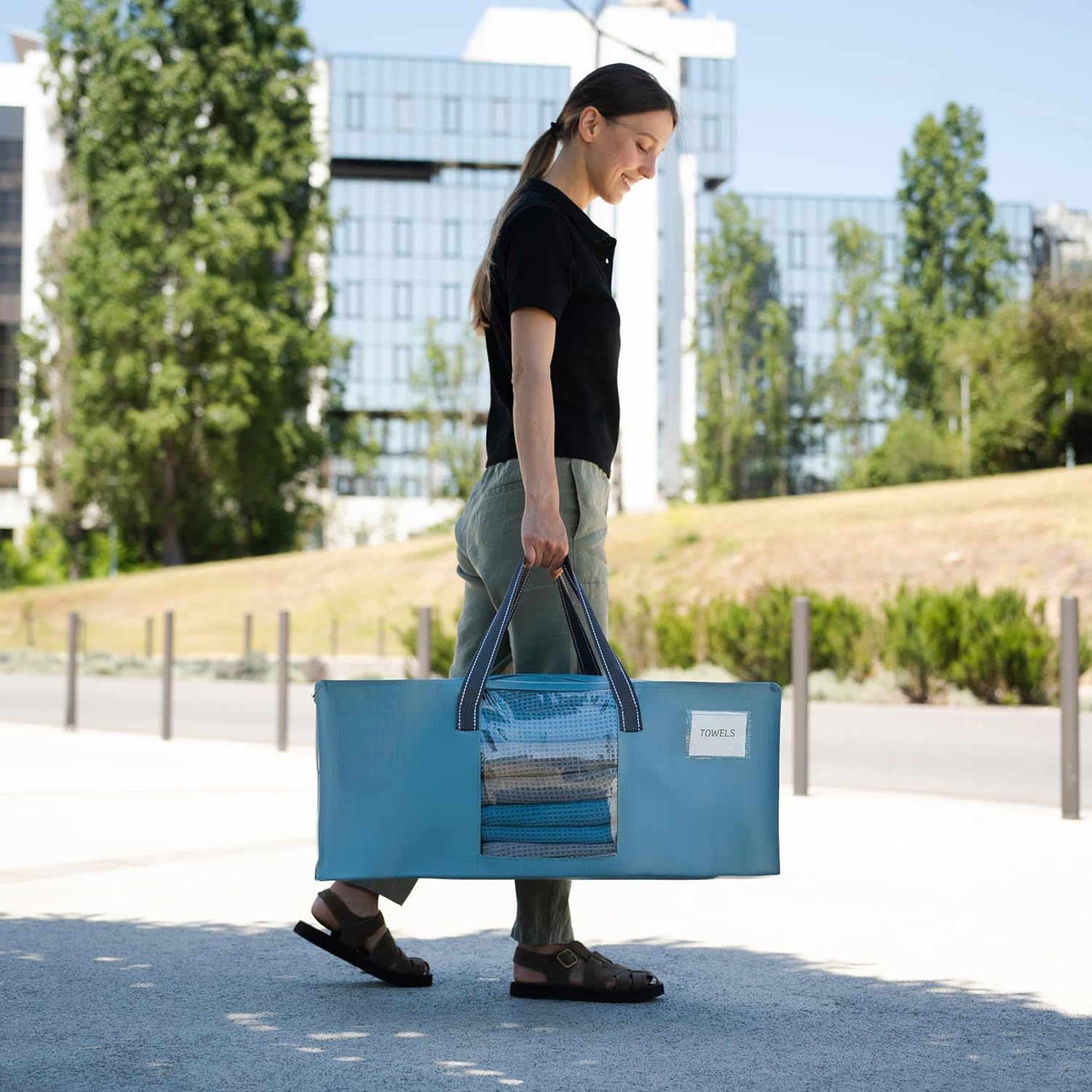 VENO 10 Pack Heavy-Duty Moving Bundle (8 Pack Blue Storage Moving Bag with Window + 2 Pack Moving Bags with Window)