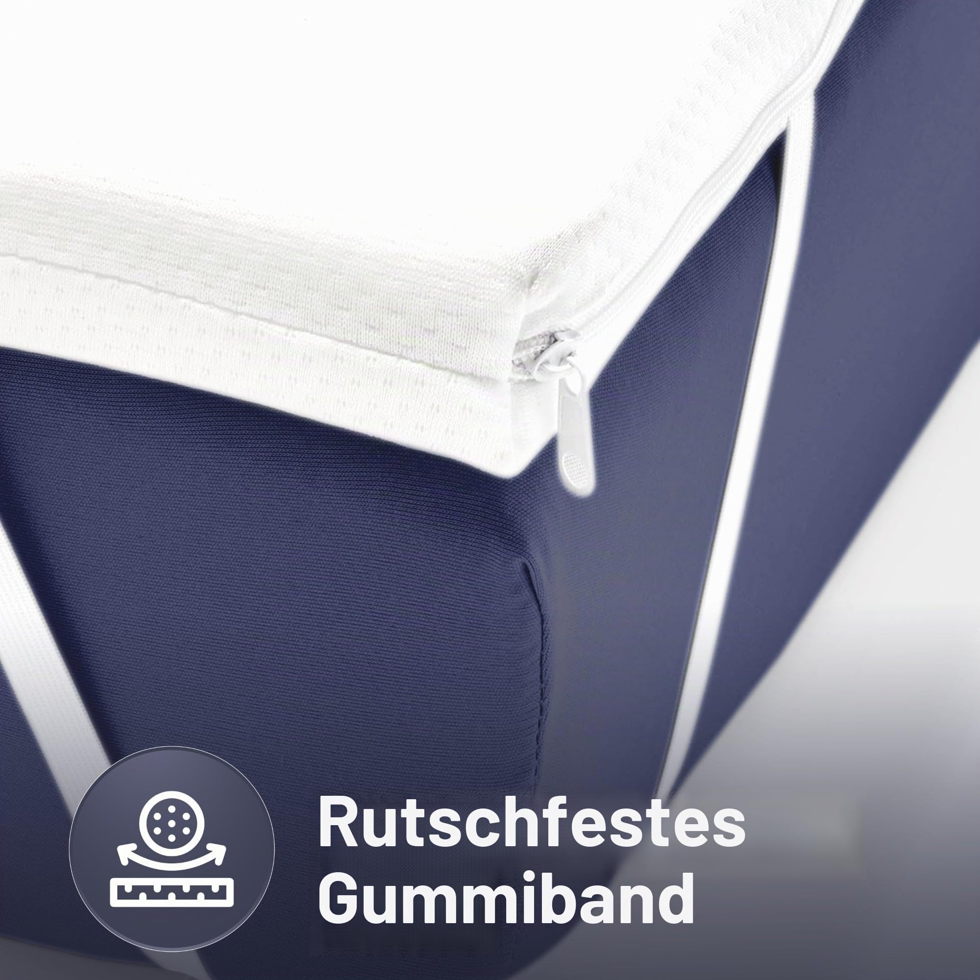The White Stone Matratzentopper aus Naturlatex 140 x 200 cm | Atmungsaktiver, antiallergischer und Abnehmbarer Bambusbezug | 5 cm dick | Matratzenauflage mit Eckgummis für sicheren Halt