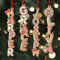 Vista 6 de Adorno de letra de Navidad personalizada con nombre 2025, adornos de nombre de la familia 2025, etiqueta de calcetín de Navidad personalizada
