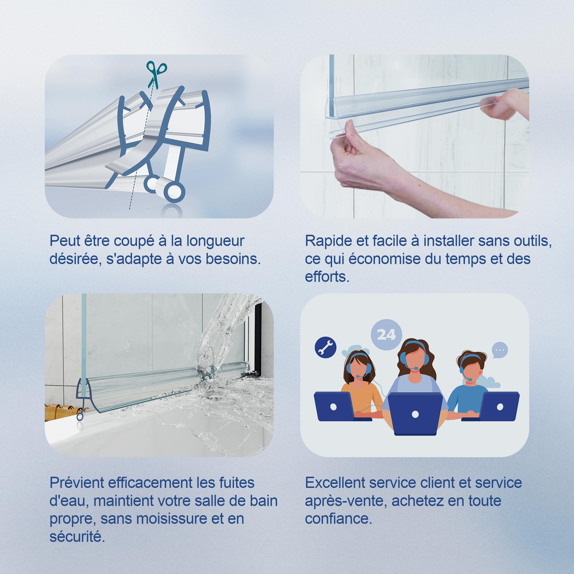 Hnnhome - Lot de 2 joints d'étanchéité en caoutchouc pour porte en verre de 4 à 6 mm incurvée/droite jusqu'à 22 mm d'écart - Jusqu'à 10 mm