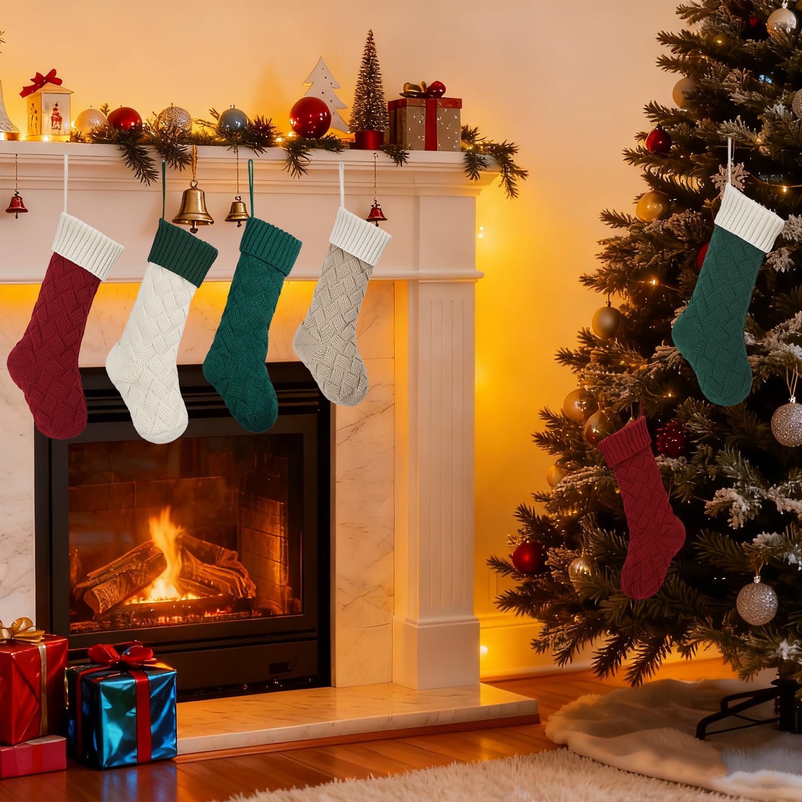 Gestrickte Weihnachtsstrümpfe (6 Stück)
