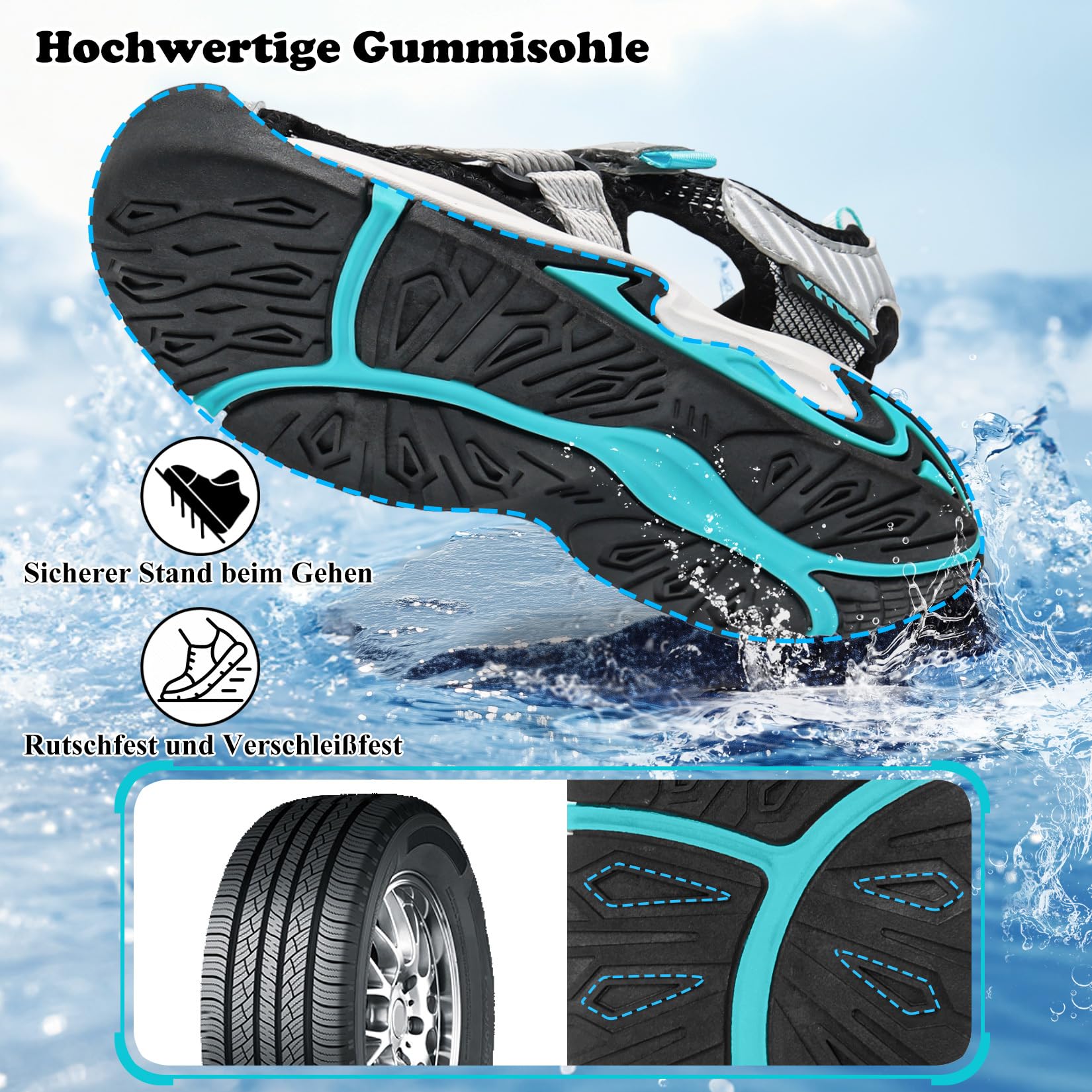 JMFCHI Sandalen Jungen Trekkingsandalen Kindersandale Geschlossene Mädchen Sommerschuhe Rutschfest Outdoor Sportsandalen