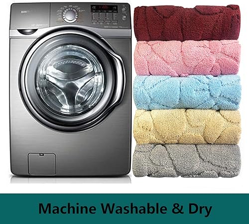 Miniatura 6 de Heeneeso M24 - Alfombra de baño de microfibra súper suave con absorción de agua, antideslizante, lavable a máquina, para puerta, cocina, baño,