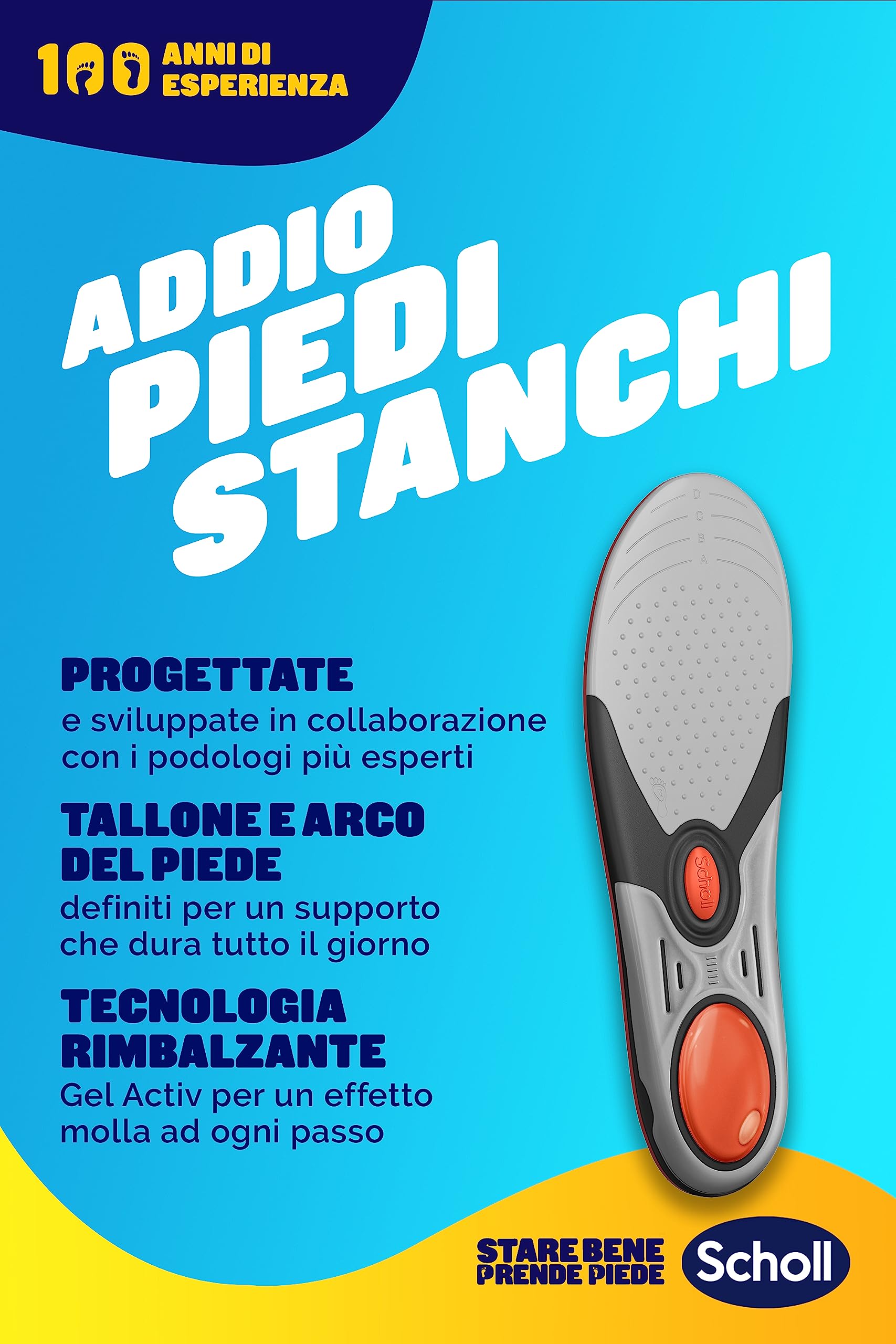 Scholl Liquiflex Extra Supporto, Solette Regolabili Anti-Odore in Memory Foam con Tecnologia 5 in 1 per Scarpe da Lavoro, Stivali e Scarpe Antinfortunistiche, Taglia S (35.5-40.5) Rosso