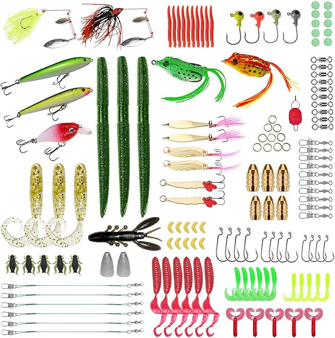 Soft Fishing Lures Kit for Bass, Baits Tackle Including