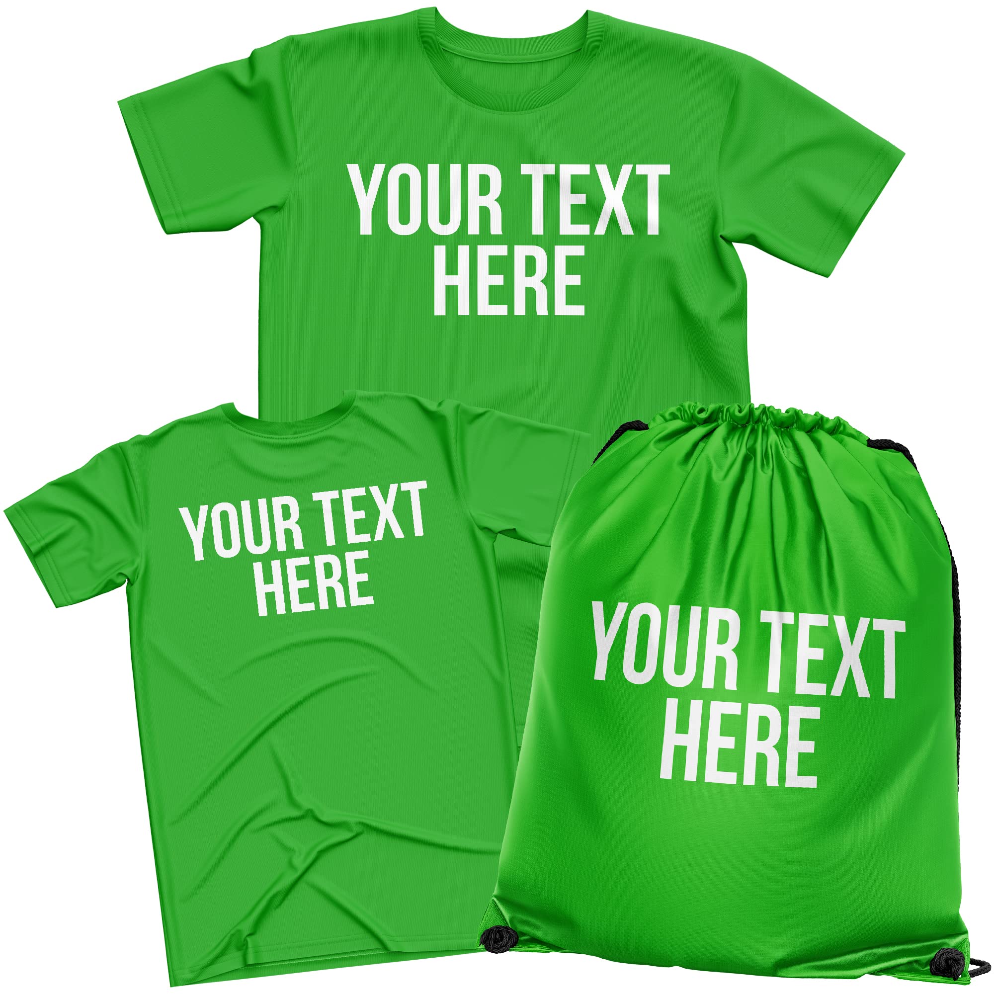 Personalised PE Kit Set, Kids PE T Shirt & FREE Matching Drawstring Bag Pack, Custom Back to School Gifts for Boys and Girls, Matching Physical Education Uniform, 6 Colours, 12-13 Years, Irish Green