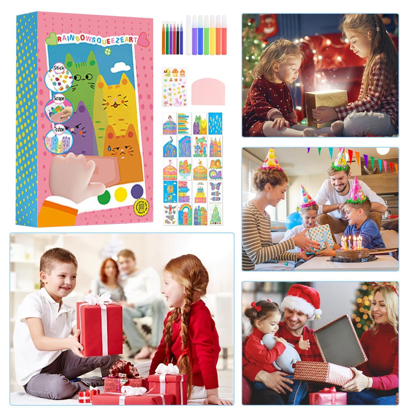 YNPQTDS Rainbow Squeegee Paper, Scratch Paper Art Set Para Niños,Arte De Arcoiris Imaginativo Educativo | Kits De Artesanía, Dibujo Para Niños Pequeños Para Pascua, Cumpleaños, Navidad, San Valentín