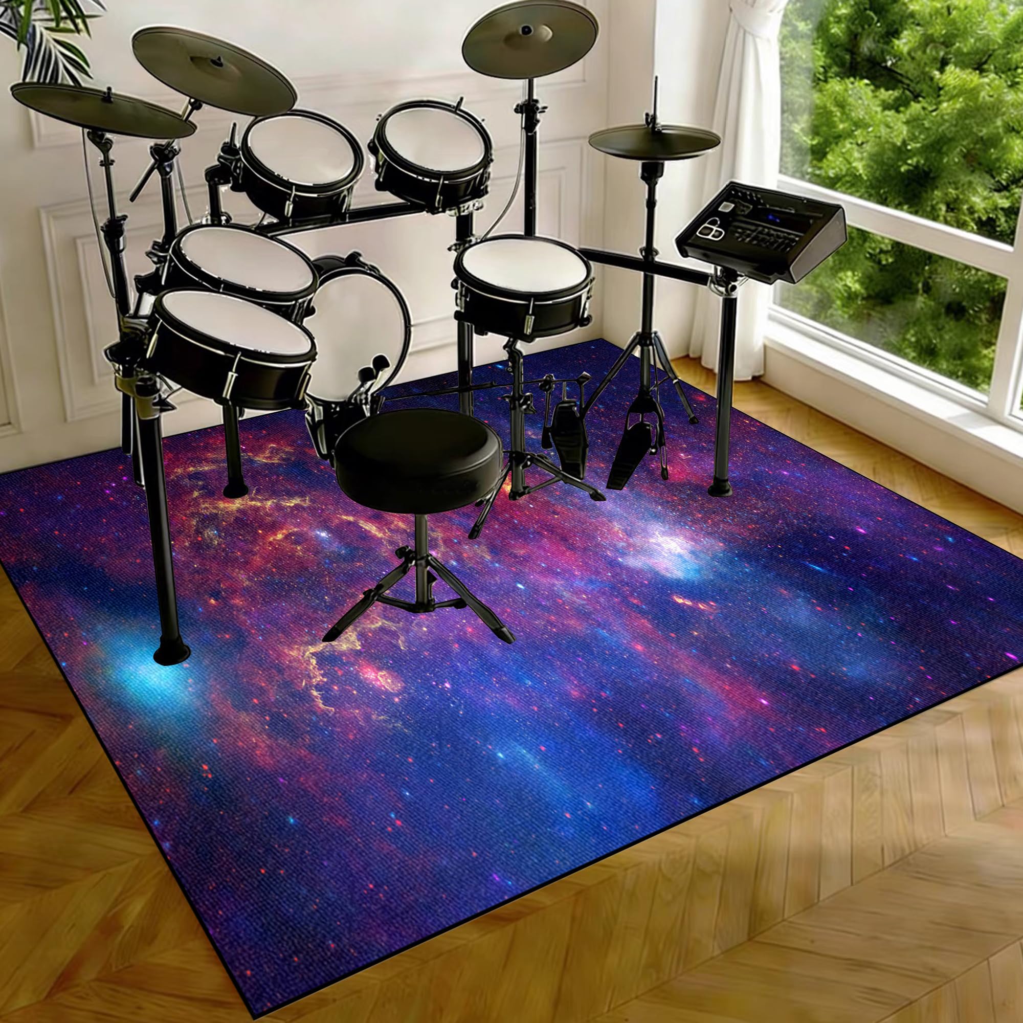 Tappeto per Batteria Tappeto a Tamburo Professionale Tappetino per Batteria Elettronica Strumenti Musicali Coperta Antiscivolo Tappetino Insonorizzato Tappeto Drum Accessori per Batteria 230 x 180 cm
