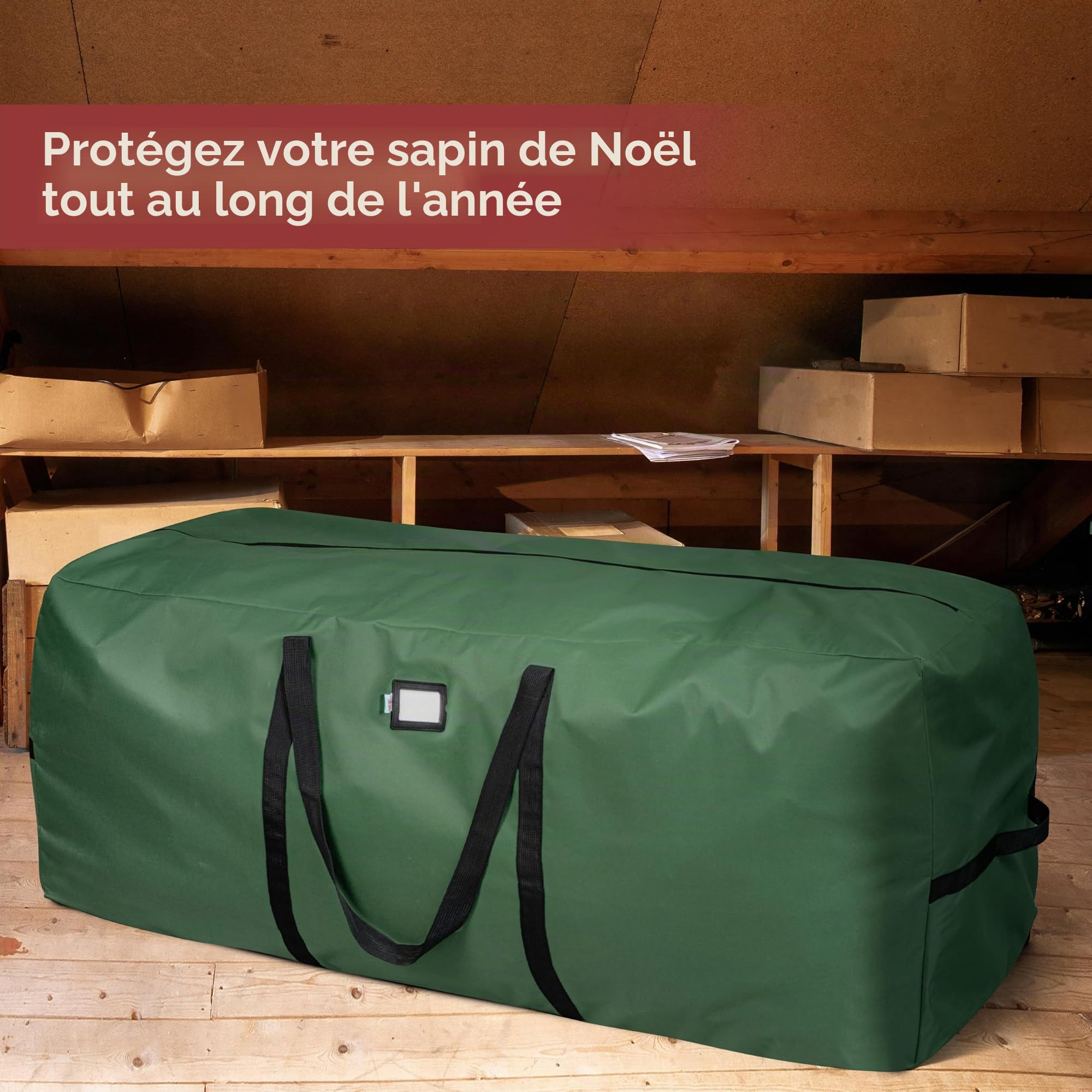 Holiday Cheer Sac de rangement pour sapin de Noël – Sac de rangement robuste pour sapin de Noël artificiel jusqu'à 2,3 m de haut, imperméable avec poignées durables et fermeture éclair – Sac de