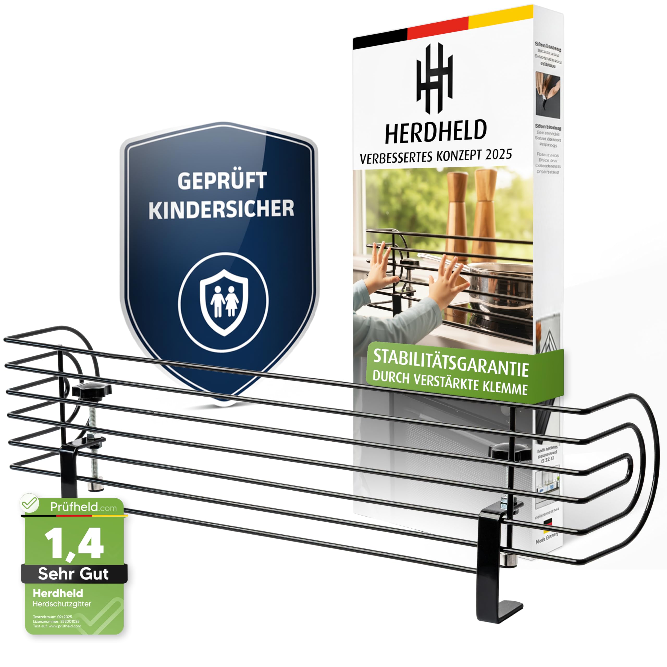 Generisch HerdHeld Herdschutz-Gitter Besonders Fest & Sicher, alle Herdarten, ohne Bohren| Kinderschutzgitter Herdgitter Herd Kindersicherung Schutzgitter Sicherung z. Klemmen als Schutz f. Kinder