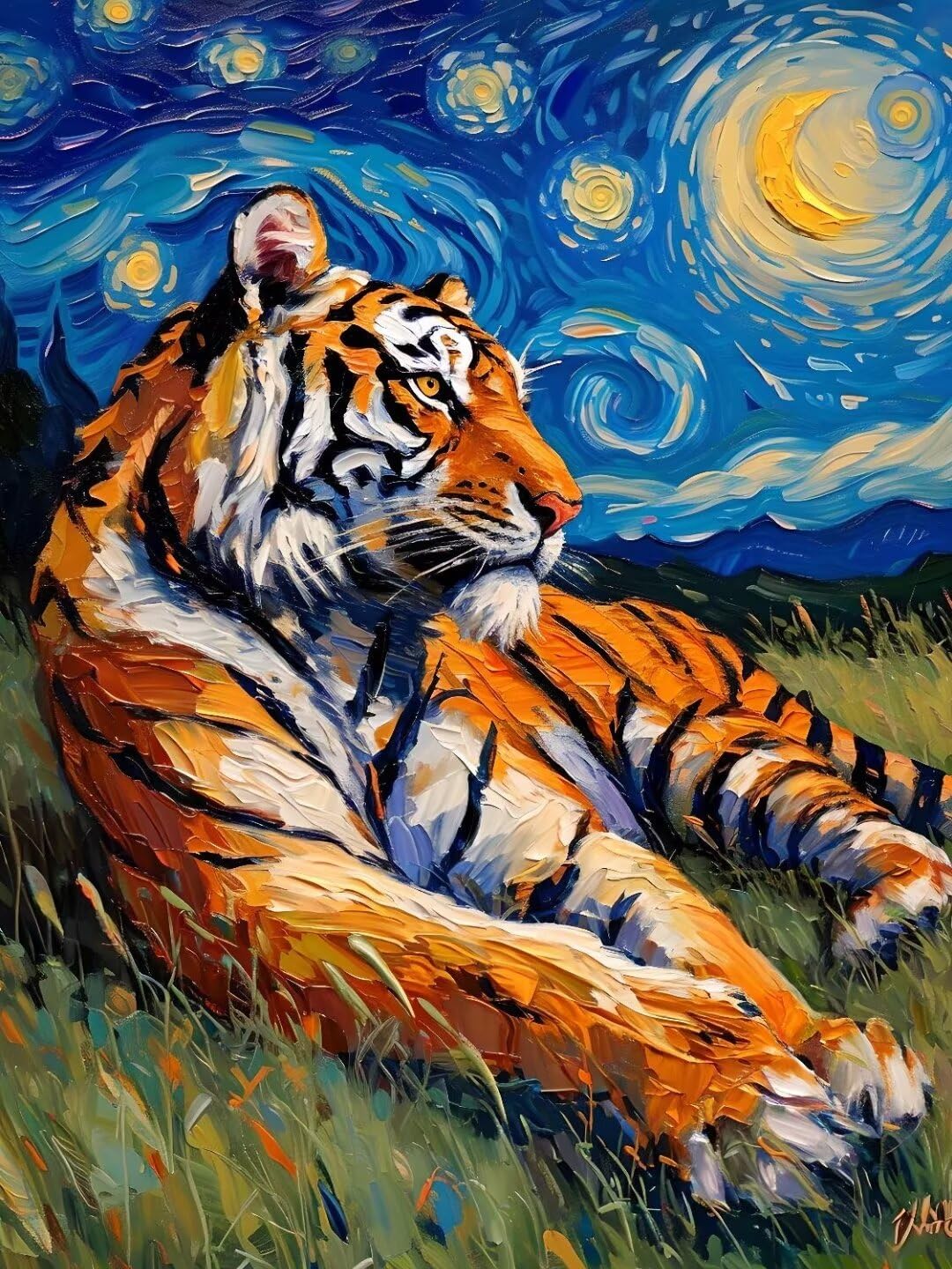 Pintura por Numeros estrella tigre Pintar por Numeros Adultos Niños, DIY Paint by Number Kit con Pinceles y Pinturas Acrilicos, Cuadros por Numeros, Decoración para el Hogar (Sin Marco) 100x70cm w2594