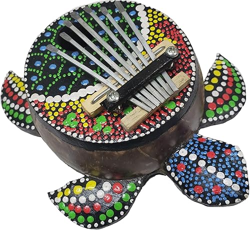 Miniatura 4 de Turtle Kalimba - Cuerpo de cáscara de coco amplifica el sonido, púas de acero, sonido resonante, increíbles notas musicales claras, tonos relajantes