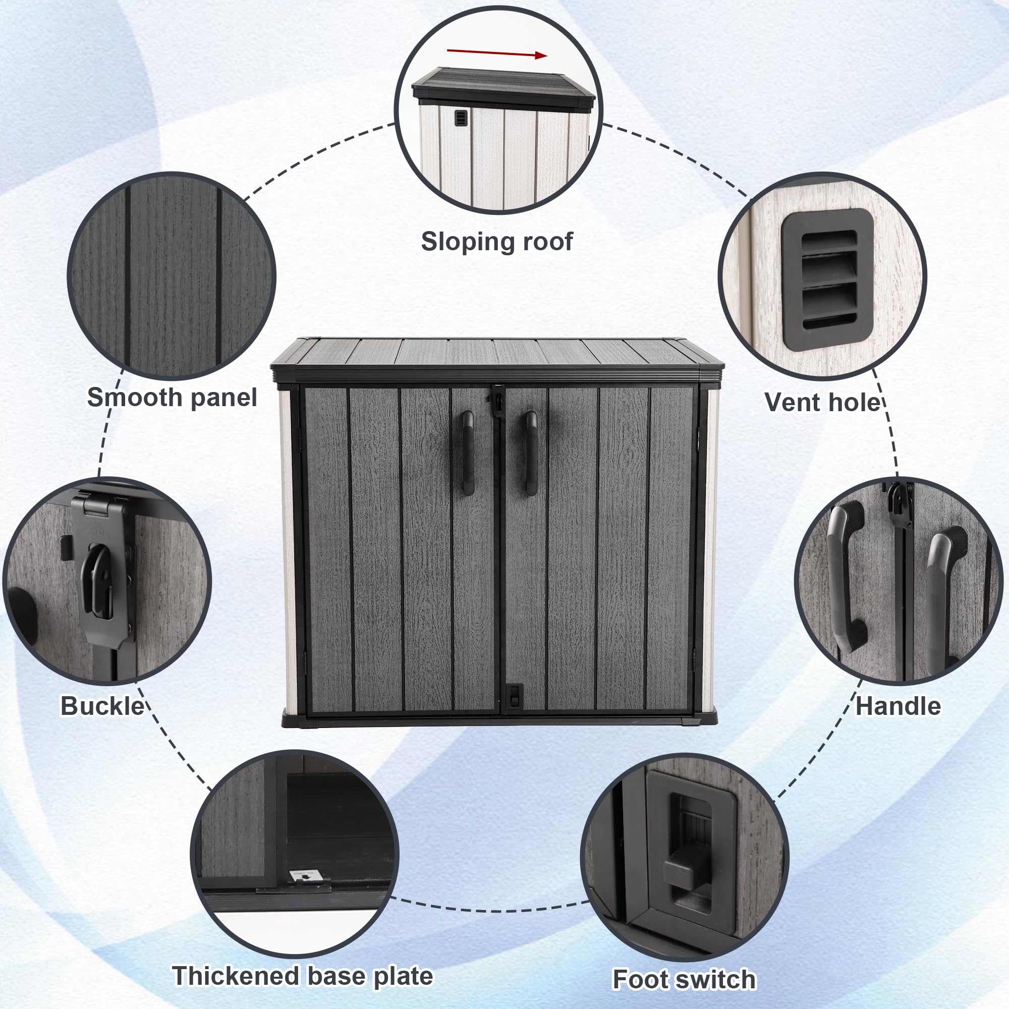 Aweather 1200L Heavy-Duty Lockable Weather-Resistant Sloped-Roof Dual-Open Storage Box 142 x 86 x 121cm - Multi-Purpose Indoor/Outdoor Storage for Cushions, Tools, Toys | Patio, Backyard Chest - 5