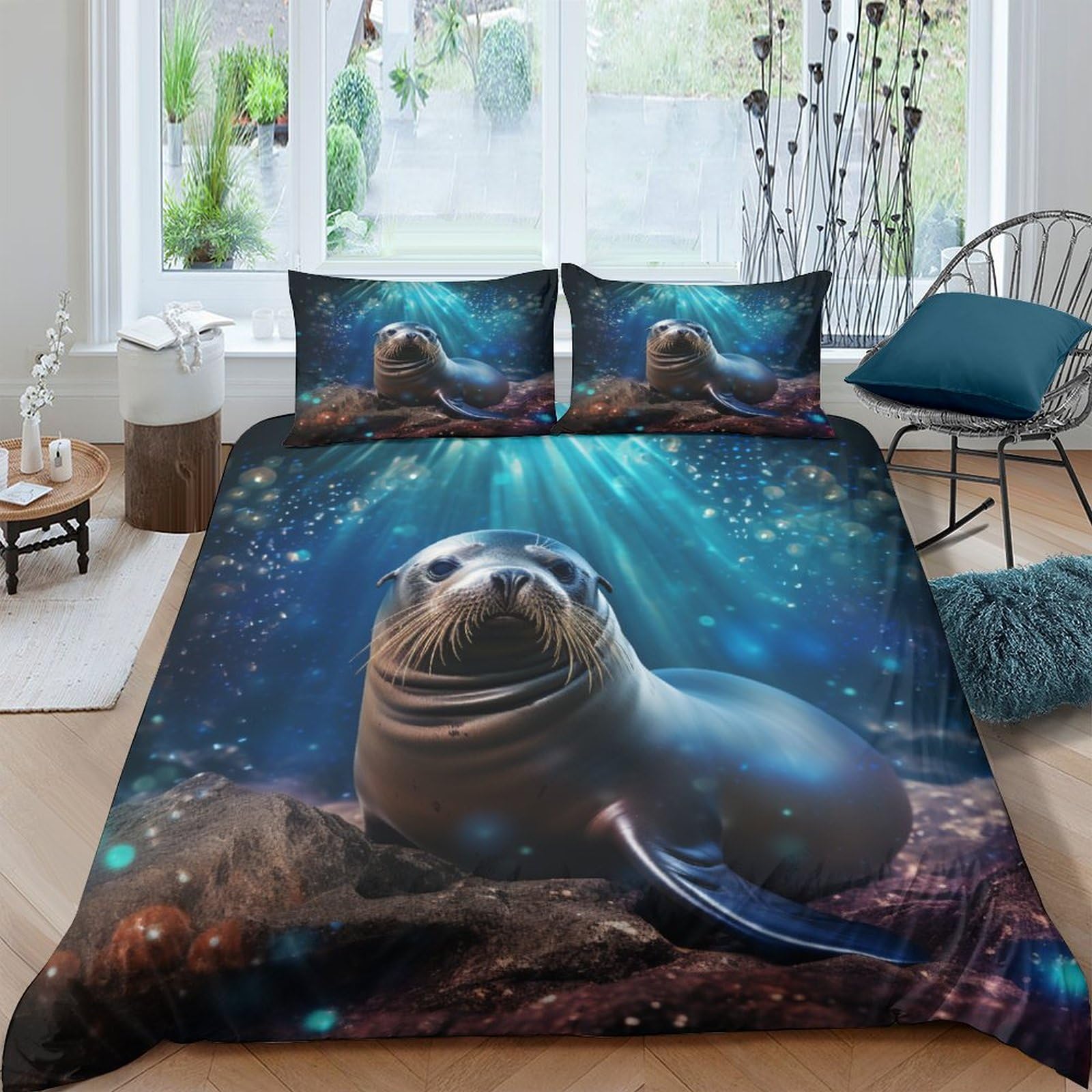 Parure de lit phoque 3D 220x240cm, le cadeau idéal pour garçons, filles et adultes