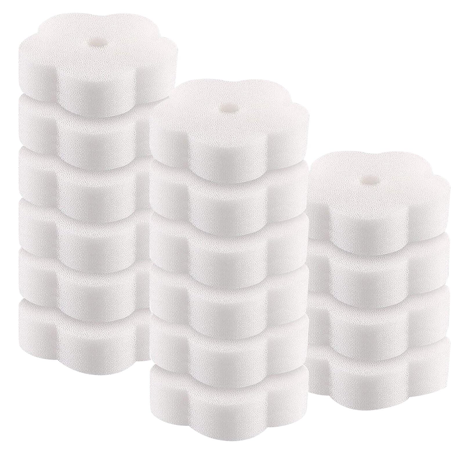 Éponge Absorbant l'Huile 16 Pièces, Éponge Filtre pour Piscine, Spa, Cuisine (Fleur)