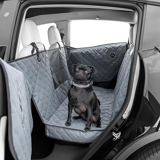 Medium Dog Seat Cover, 2024 Gray – As Seen on Shark Tank – Back Seat Protector for Cars, Mid-Size SUVs, & Mid-Size Trucks – Waterproof, Touch Fasteners, & Belt Slots – Sturdy Dog Hammock