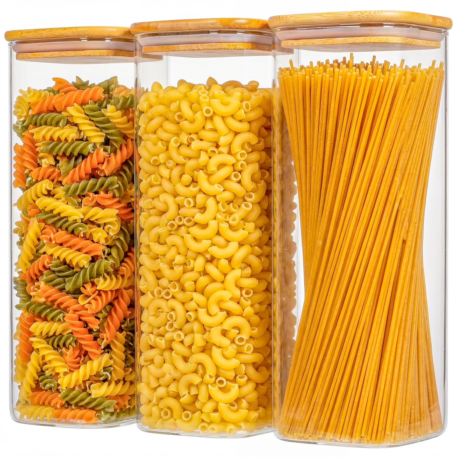 Amazon.com: Xoniwis 3-Pack 2.2Qt Square Glass Spaghetti Jars with