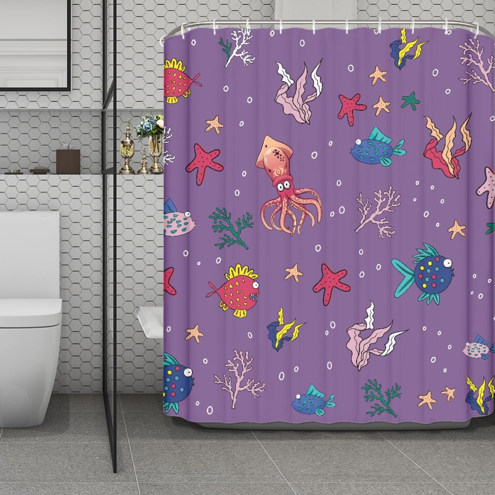 Rideau douche 200X240 anti moisissure violet bleu rouge pour baignoire