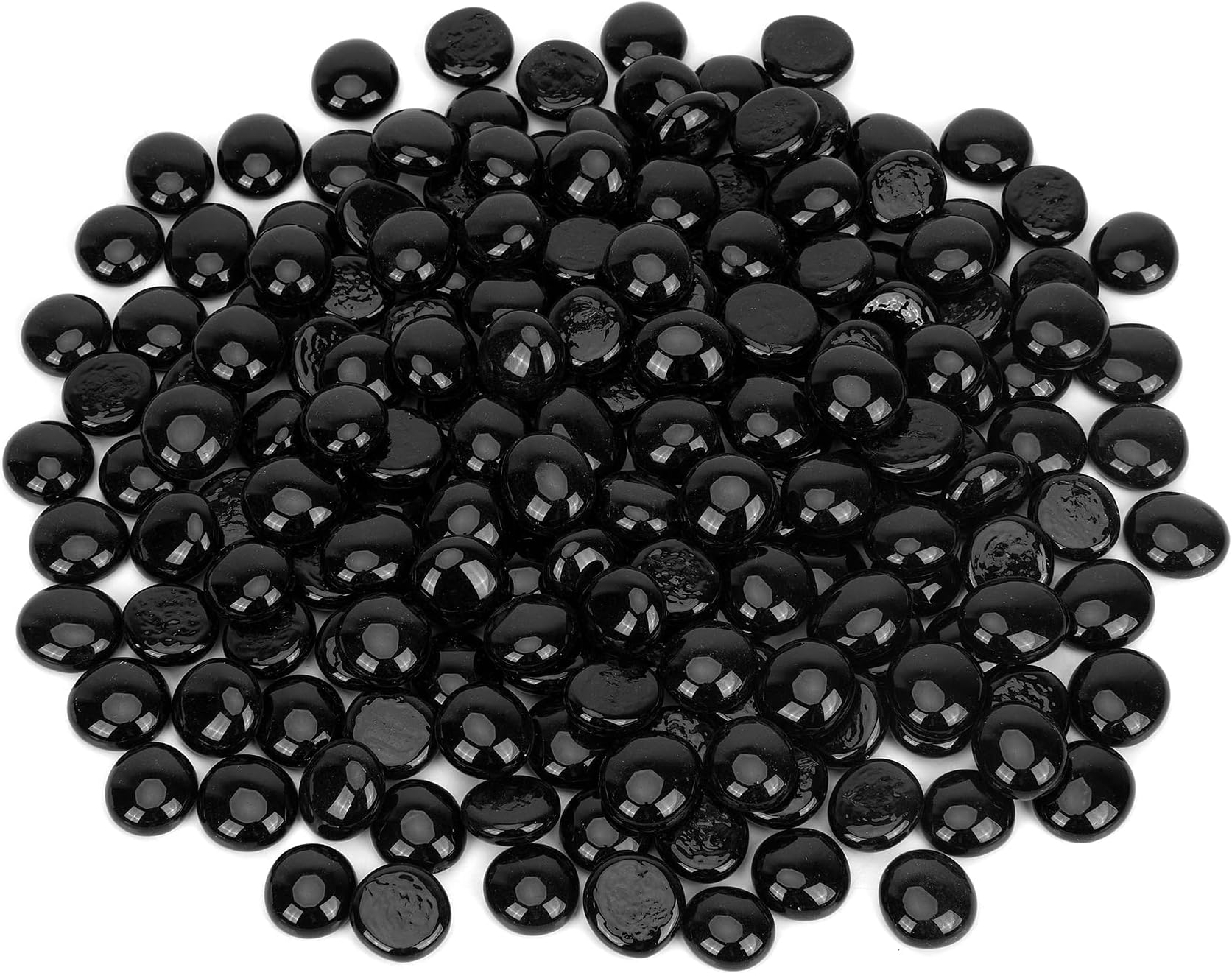 Mr. Fireglass 10 Pound Fire Glass Beads, 1/2" Reflective Round Fire Glass Drops for Fireplace Fire Pit & Lanscaping, High Luster Onyx Black