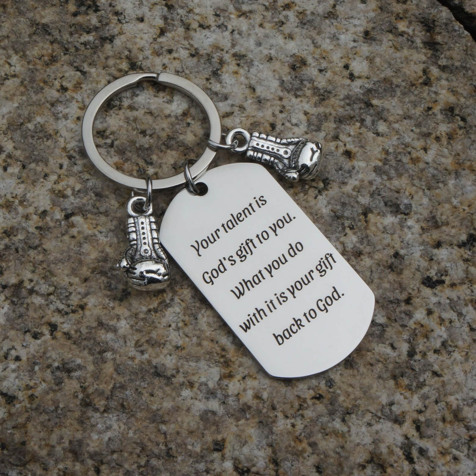 Inspirational Boxing Glove Keychain - Steel Appreciation Keepsake & Memorial Gift for Coach, Trainer, Colleague, Enthusiasts