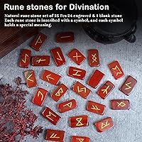 Vista 4 de Crocon Runas de piedras preciosas de forma rectangular con 25 piezas, juego de runas de cristal de adivinación metafísica curación chakra Reiki Set