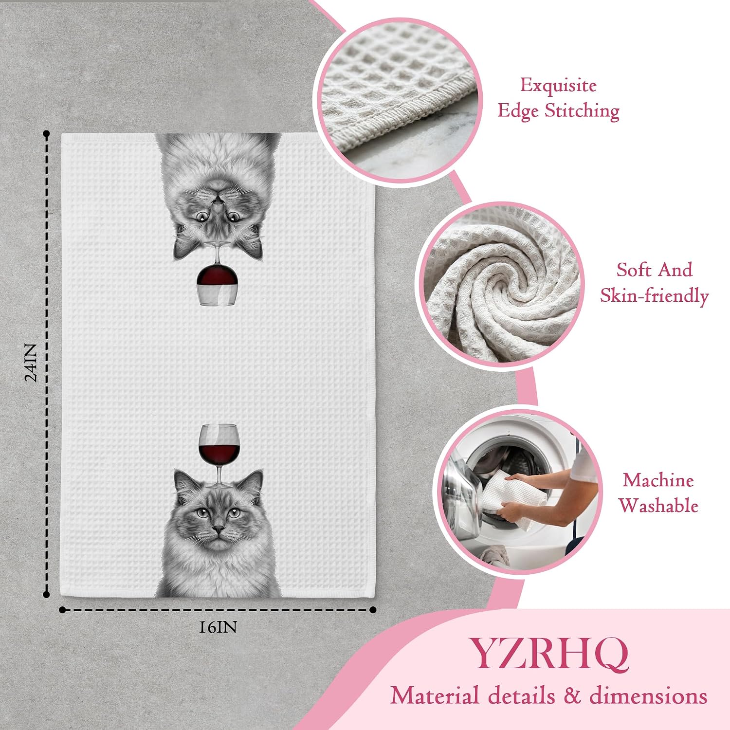 Ragdoll Cat Gifts Hand Towels for Kitchen Bathroom, Ragdoll Cat Lover Gifts Kitchen Towels, Wine Lover Gift Dish Tea Towel Drying Cloth for Bar Cart, 16x24 Inch