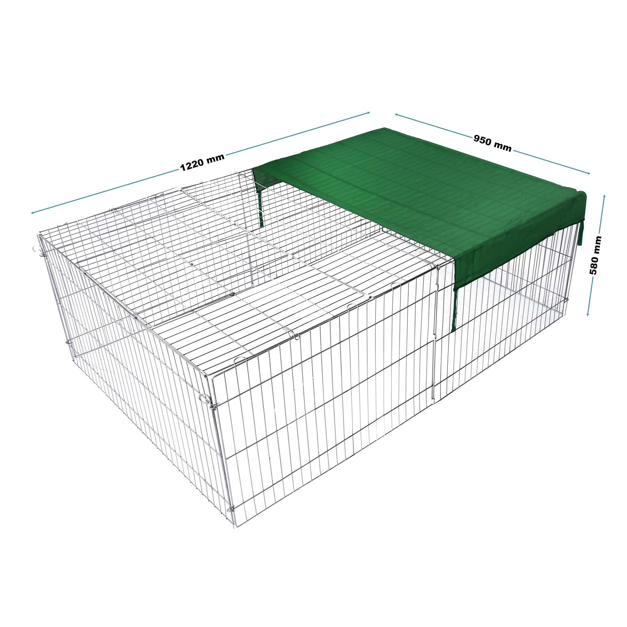 Wiltec Parc Enclos pour Petits Animaux domestiques - 122 x 95 x 58 cm - Clôture Cage avec Bâche Protection Solaire Cage - pour Cochons d'Inde Hamster