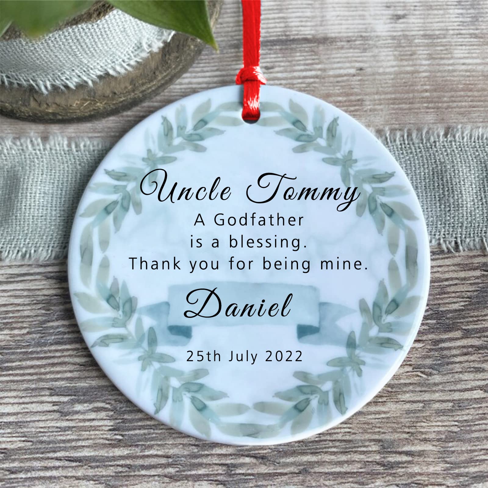 Touber Personalised Godmother Godparents Godfather Thank You Ceramic Keepsake Decoration Ornament Godmother Gifts from Godchild Keepsake for Godparents Gift for Godmother