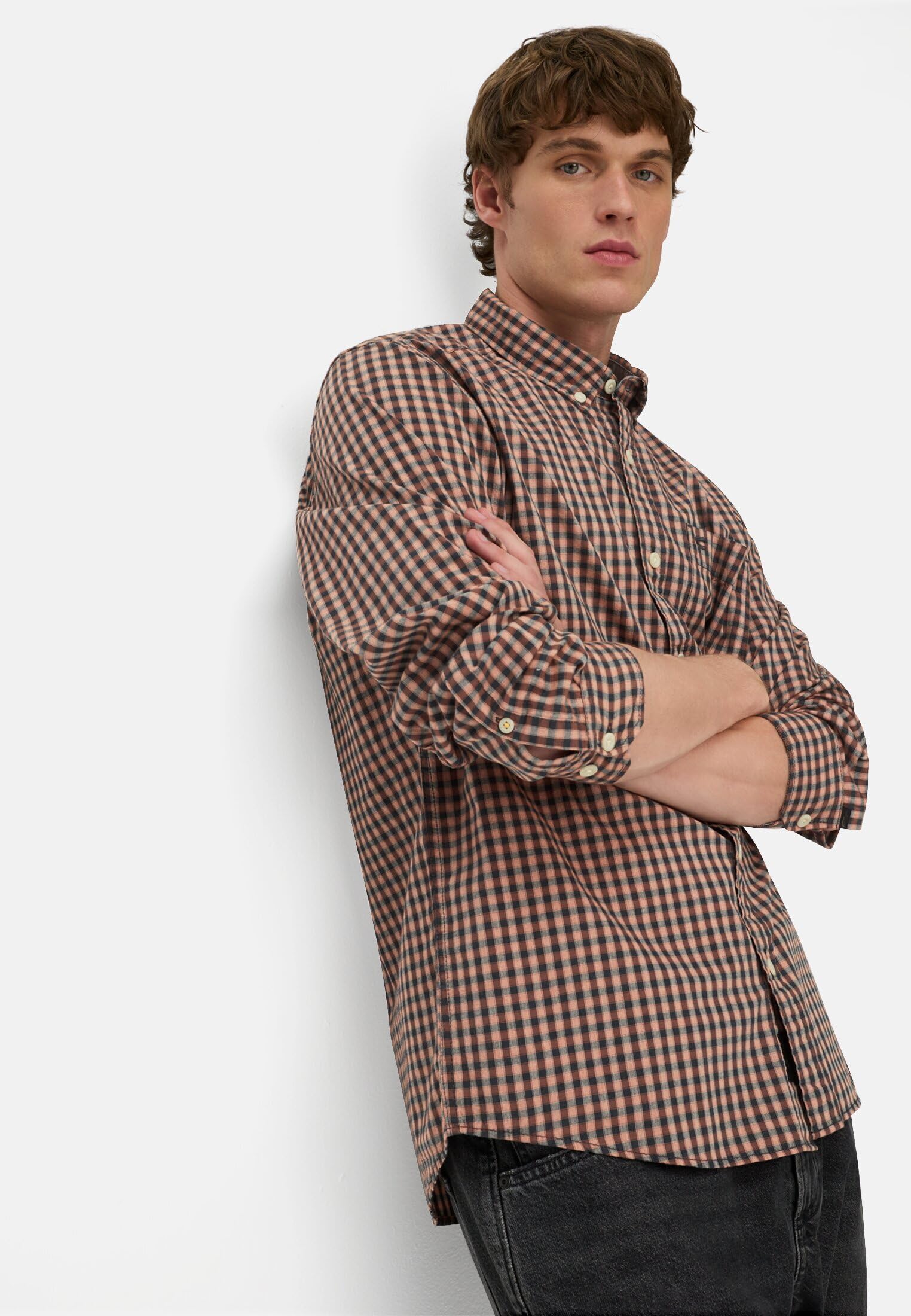 camel active Herren Langarm Hemd aus Reiner Baumwolle