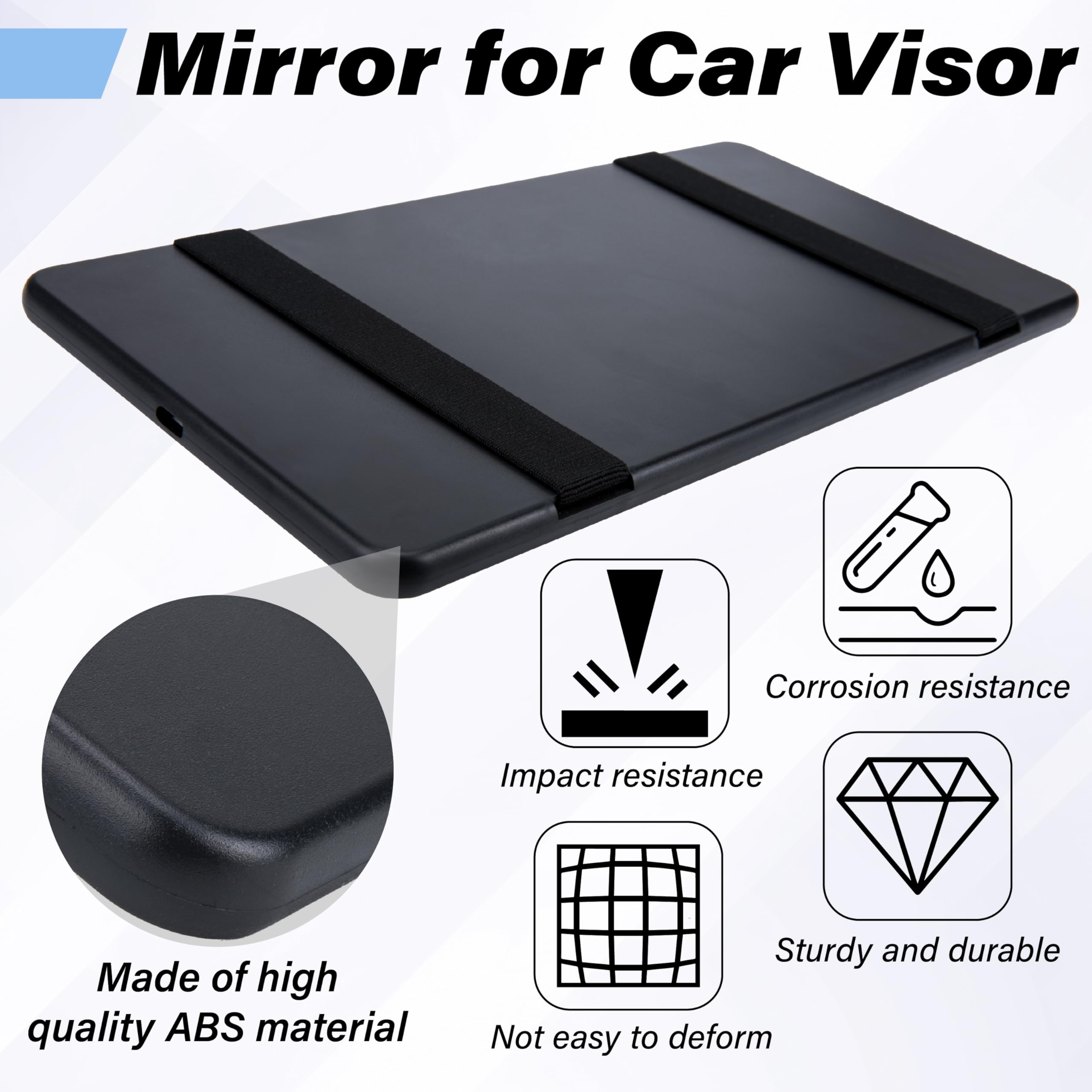 2 PCS Car Sun Visor Mirror Cosmetic Makeup Mirrors with Straps HD Car Interior Cosmetic Mirror Universal Sun — view 3