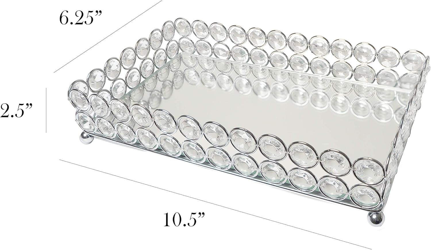 Elegant Designs HG1010-CHR Elipse Crystal Decorative Jewelry or Makeup Vanity Organizer, Chrome Mirror Tray, L: 10. 5 x W: 6. 25 x H: 2. 5 : Home & Kitchen