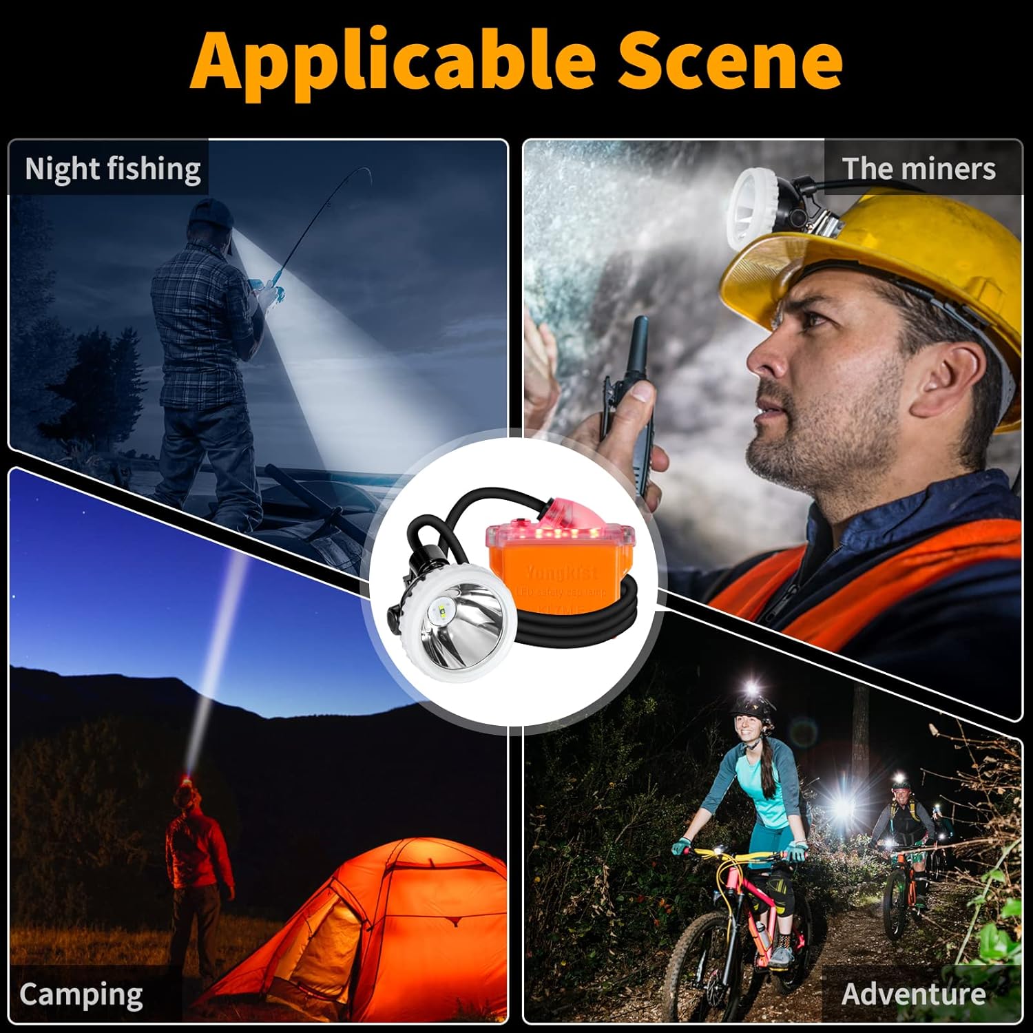 Super Bright Rechargeable Mining Headlamp, 1+2 LED Hard Hat Light, Waterproof & Explosion Proof Miner Lamp, Durable Hunting Headlight for Work, Caving, Camping, Hiking, Fishing, Outdoor Search