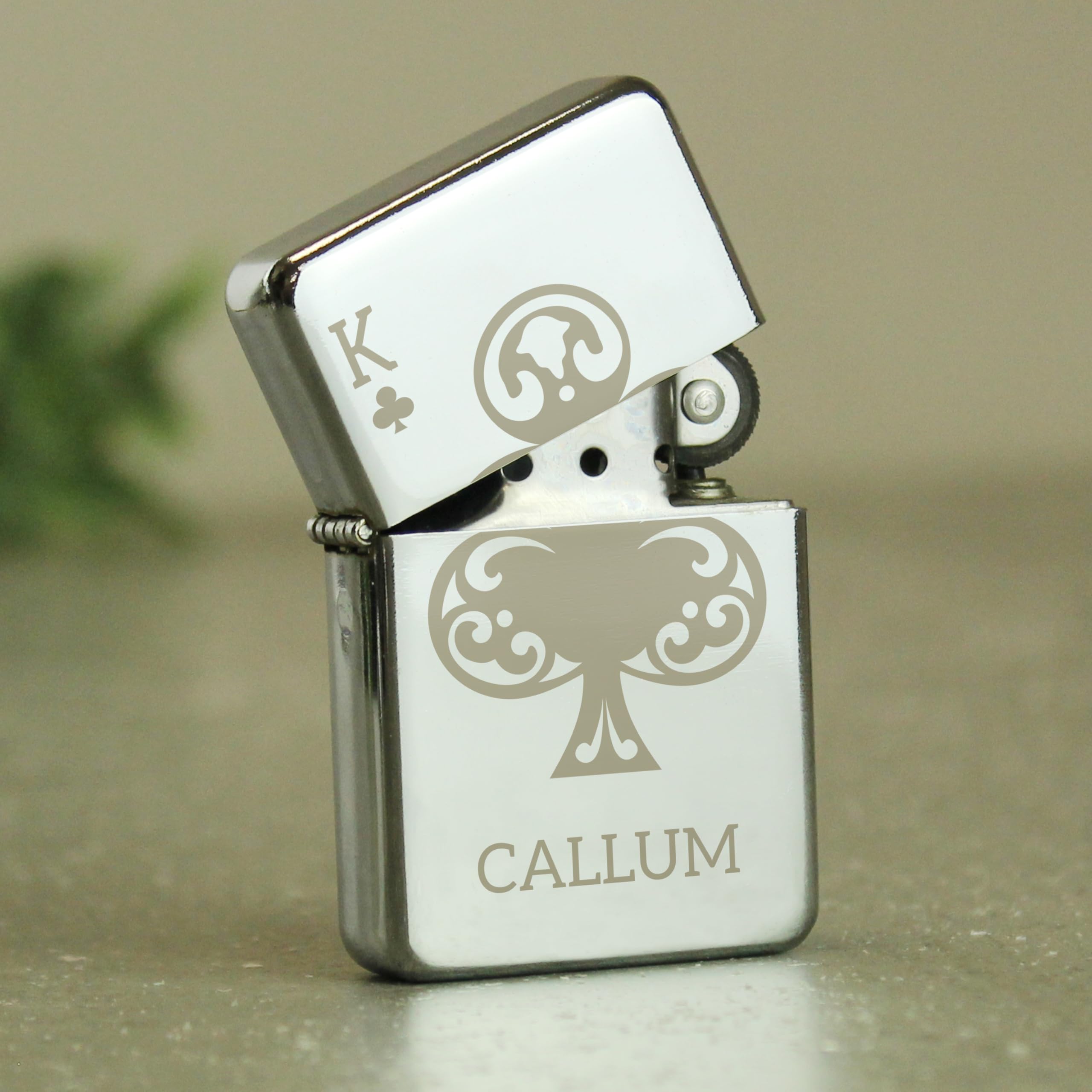 Personalised Memento Silver Personalised King Of Clubs Petrol Lighter