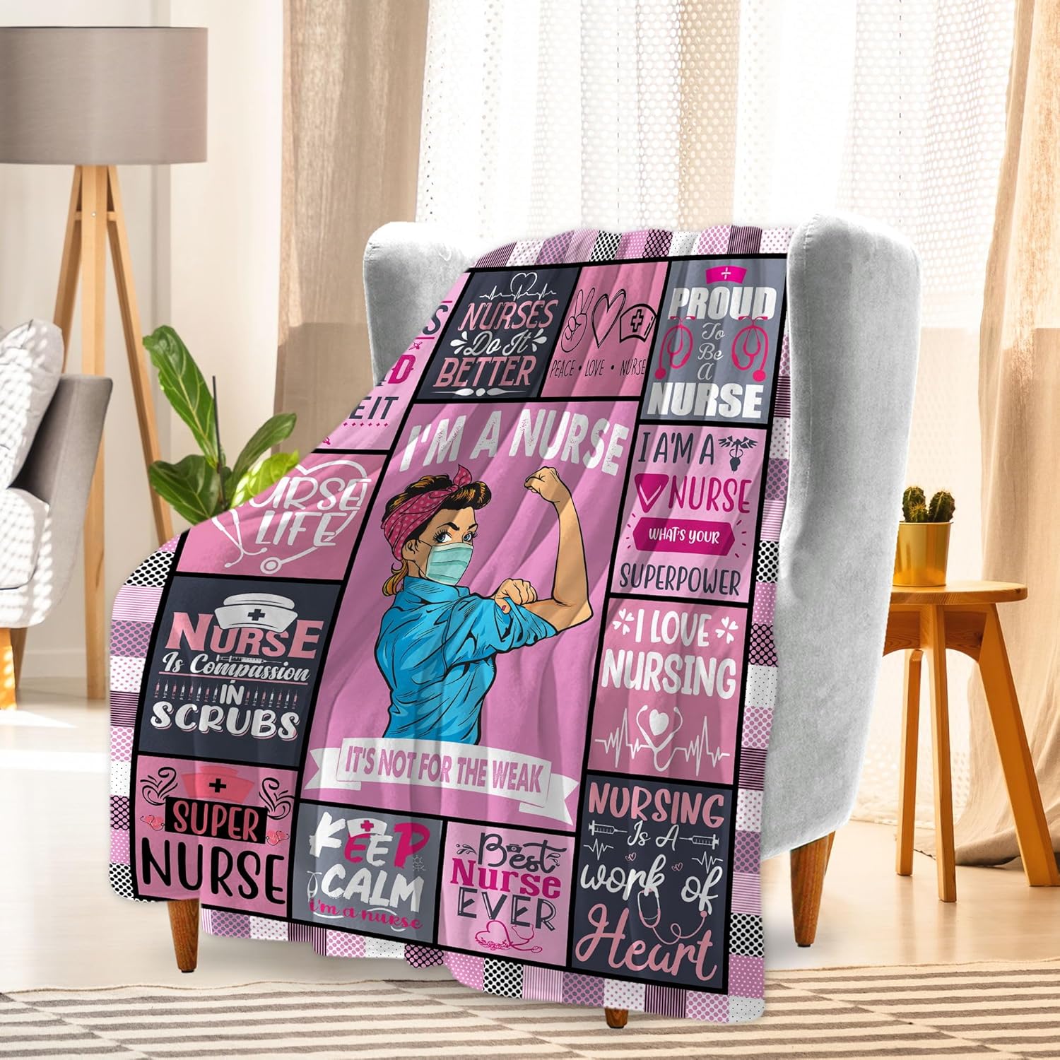 Nurse Gifts for Women, Appreciation Gifts for Nurses Blanket 60"x50", Nurses Week Appreciation Gift, Nursing Student Graduation Gift, RN Nurse Birthday Retirement Practitioner Gifts Ideas